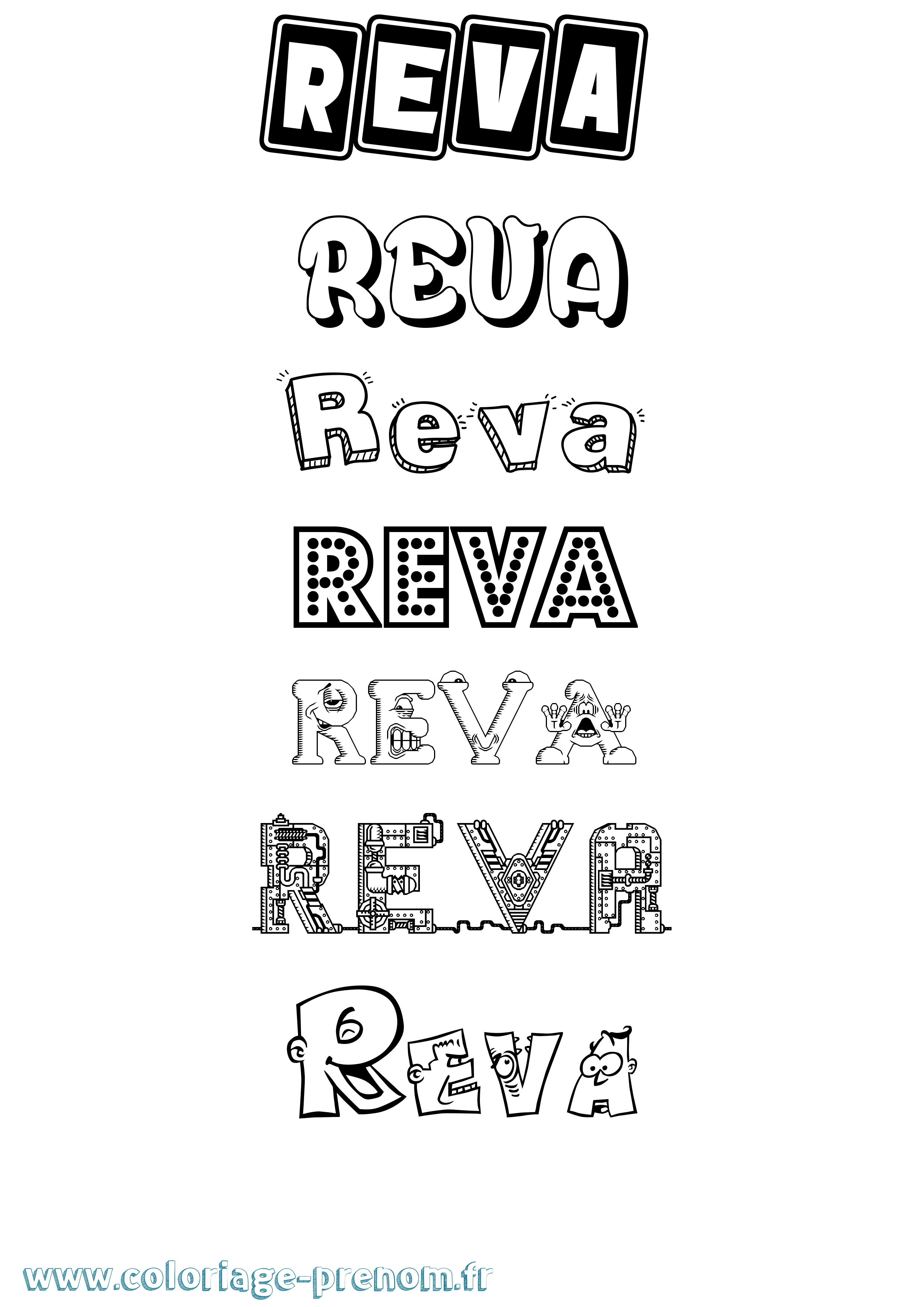 Coloriage Reva Fun Coloriage prénom Reva Fun