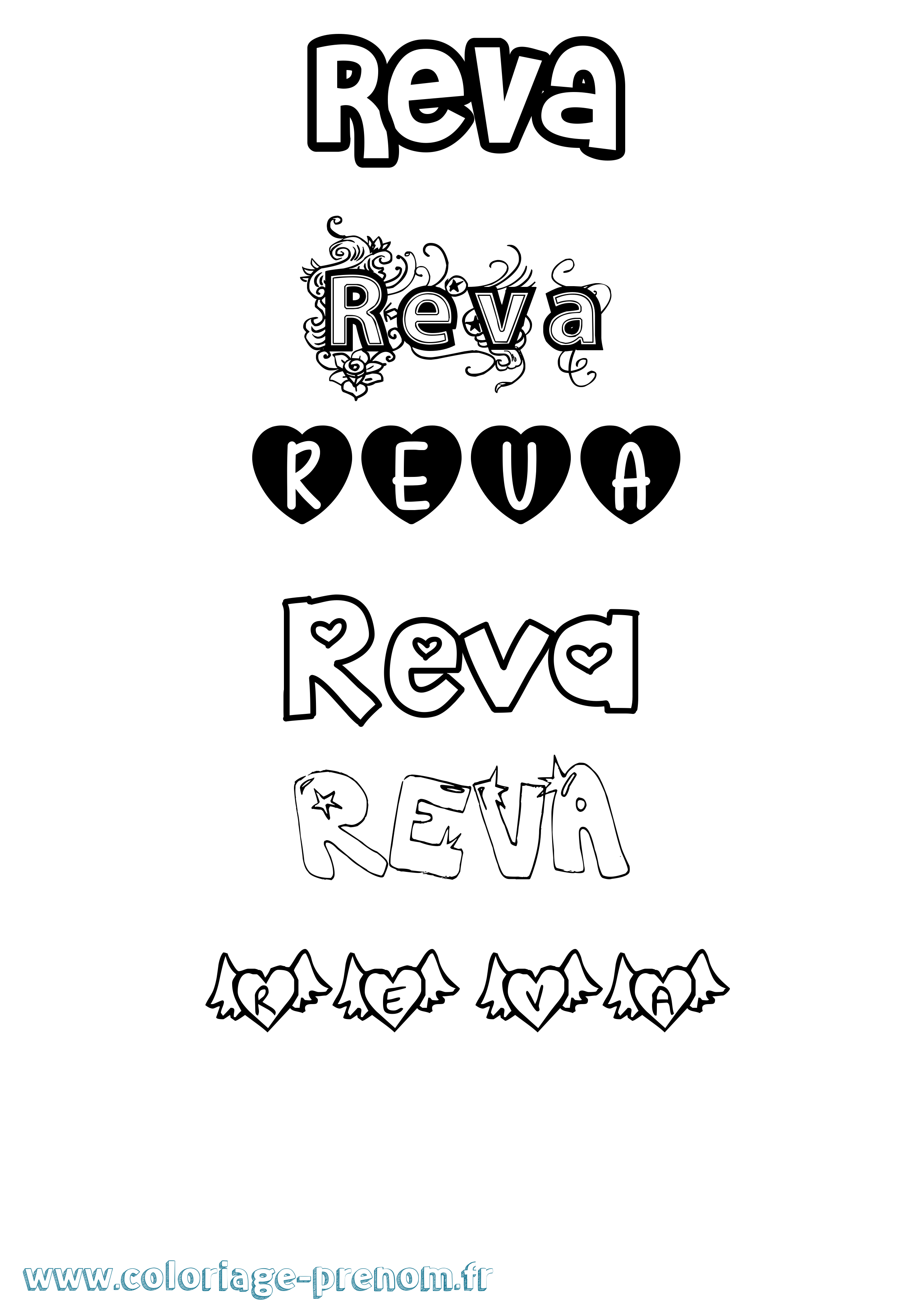 Coloriage Reva Girly Coloriage prénom Reva Girly