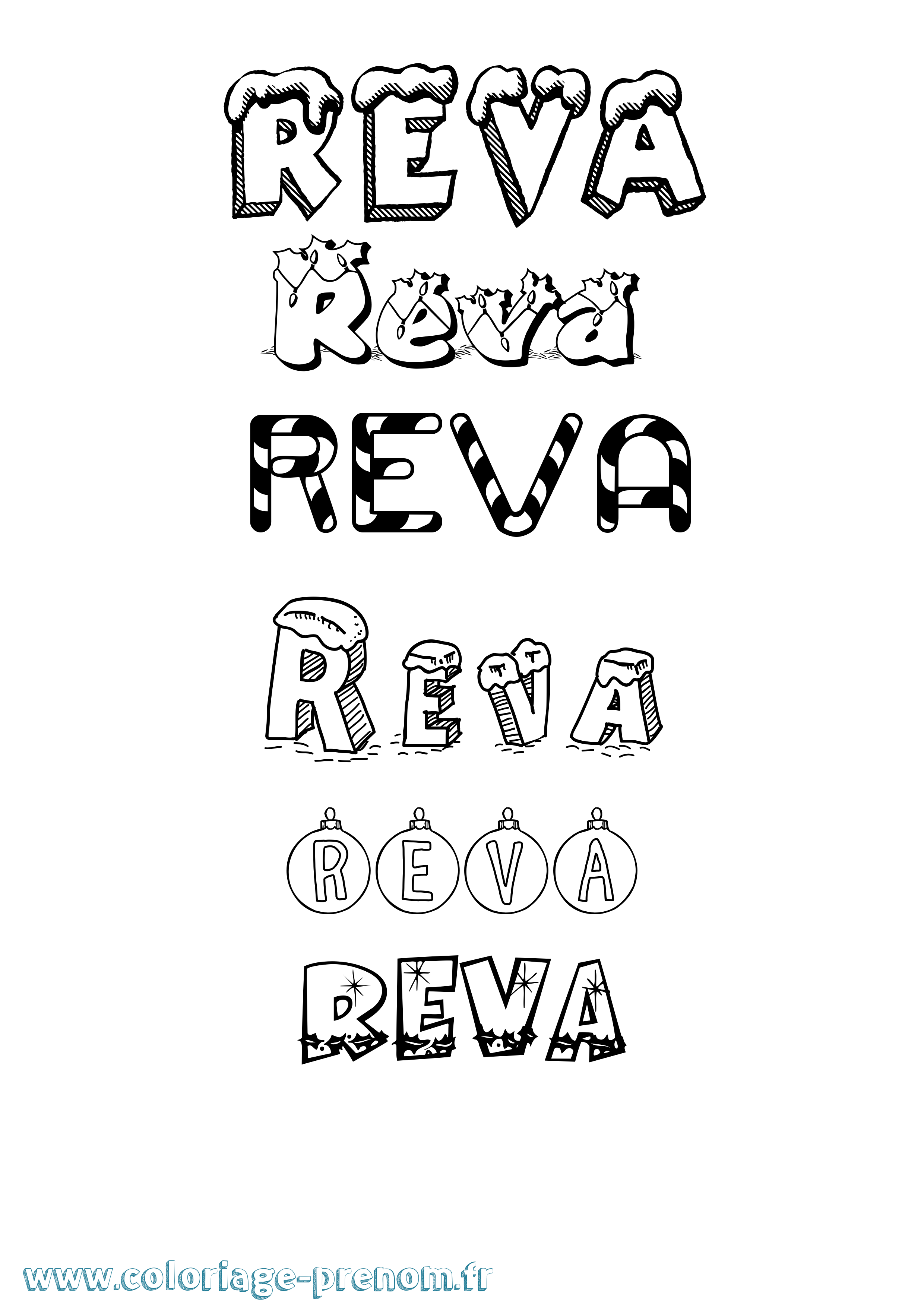 Coloriage Reva Noël Coloriage prénom Reva Noël