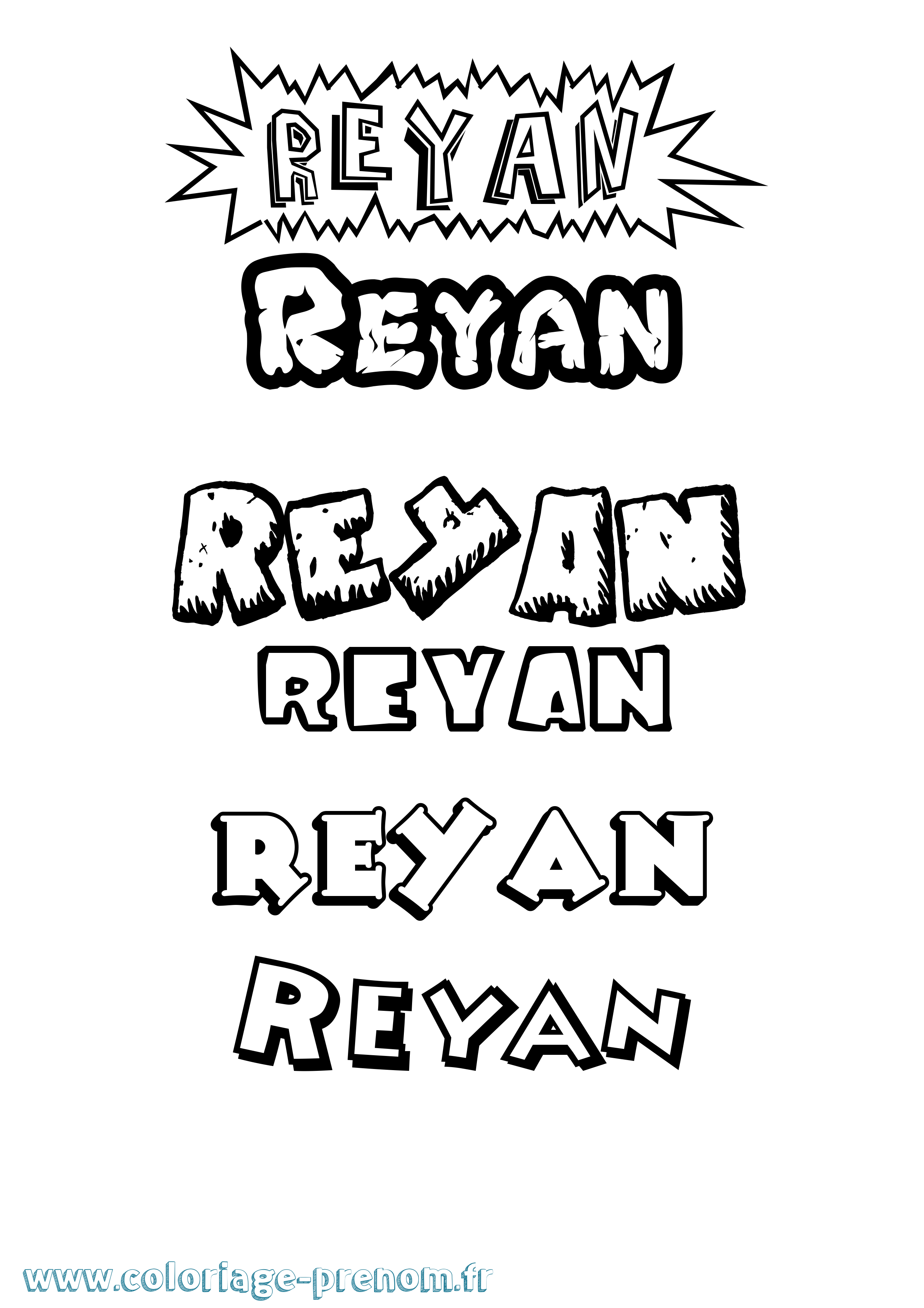 Coloriage Reyan Dessin Animé Coloriage prénom Reyan Dessin Animé