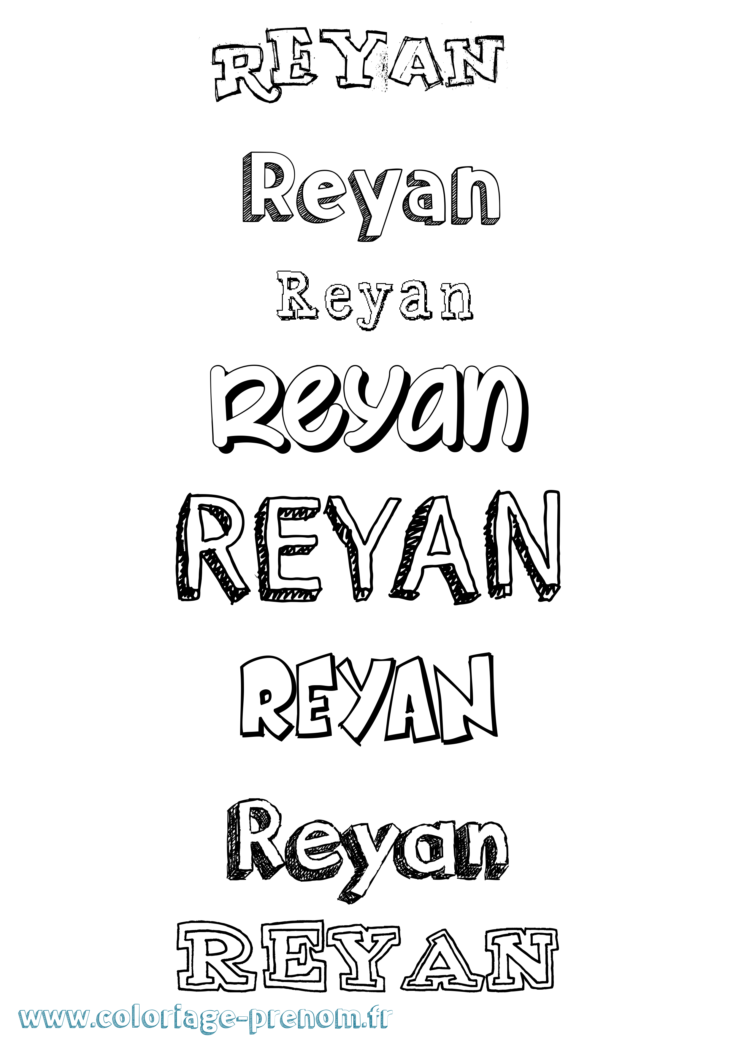 Coloriage Reyan Dessiné Coloriage prénom Reyan Dessiné