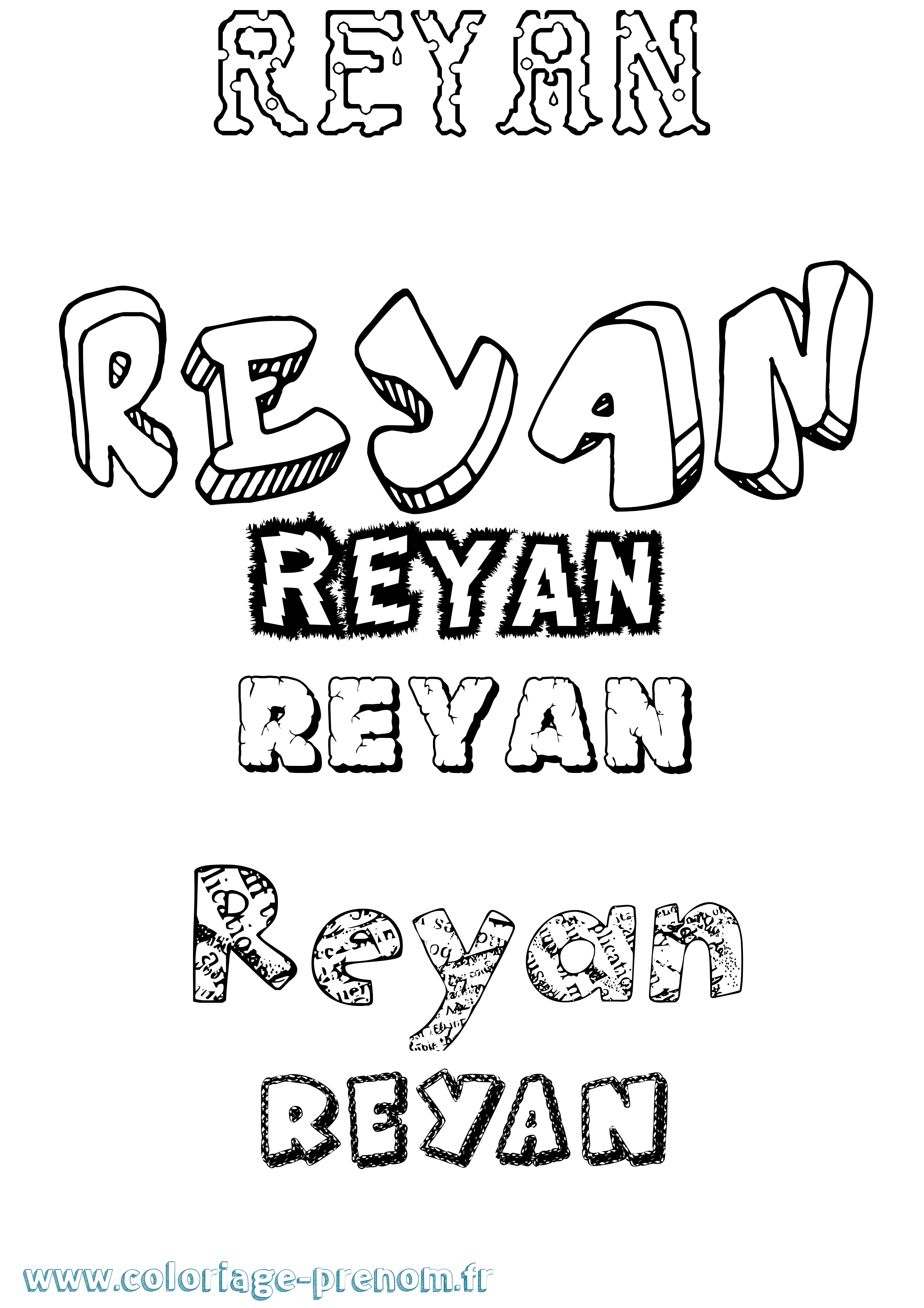 Coloriage Reyan Destructuré Coloriage prénom Reyan Destructuré