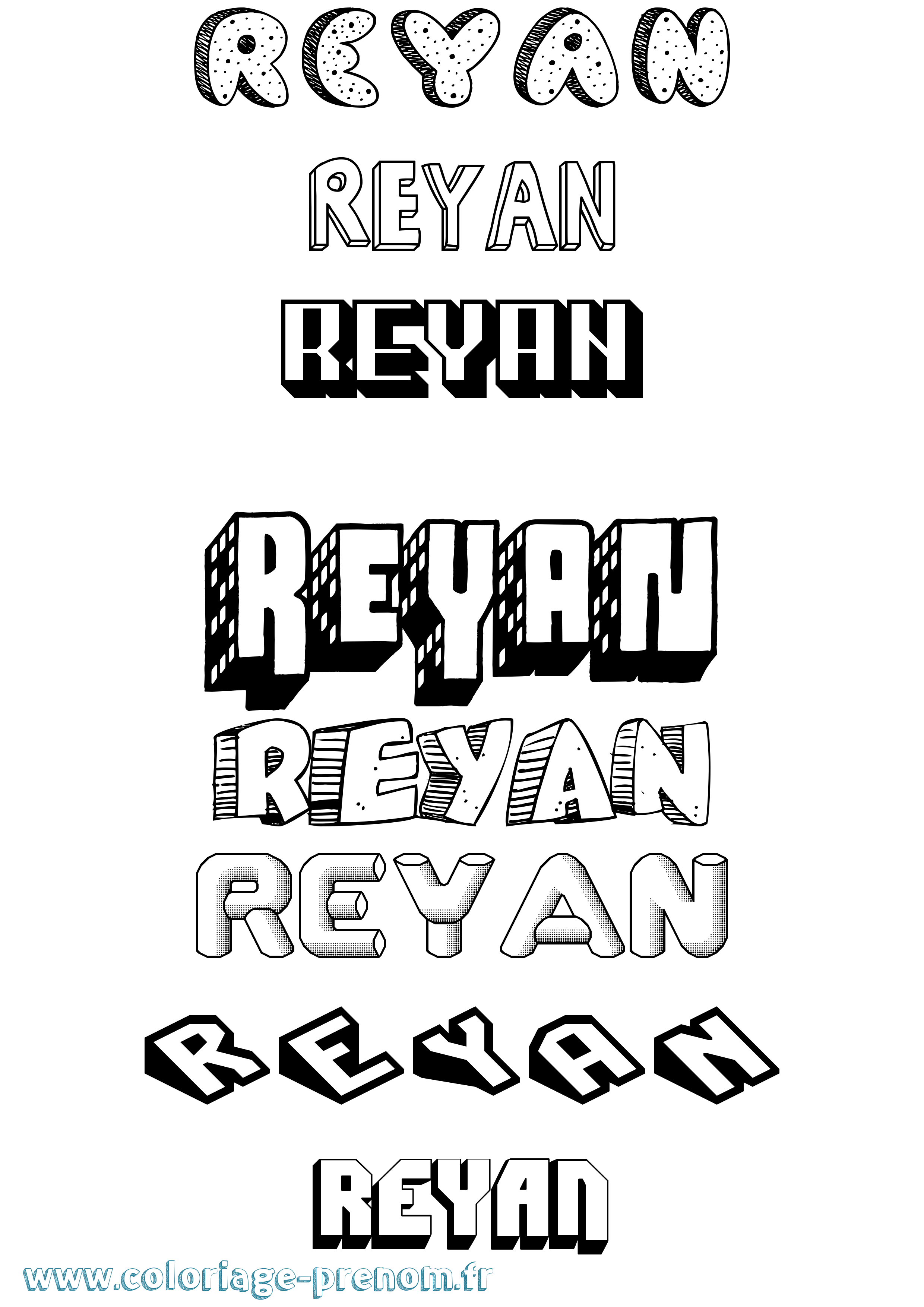 Coloriage Reyan Effet 3D Coloriage prénom Reyan Effet 3D