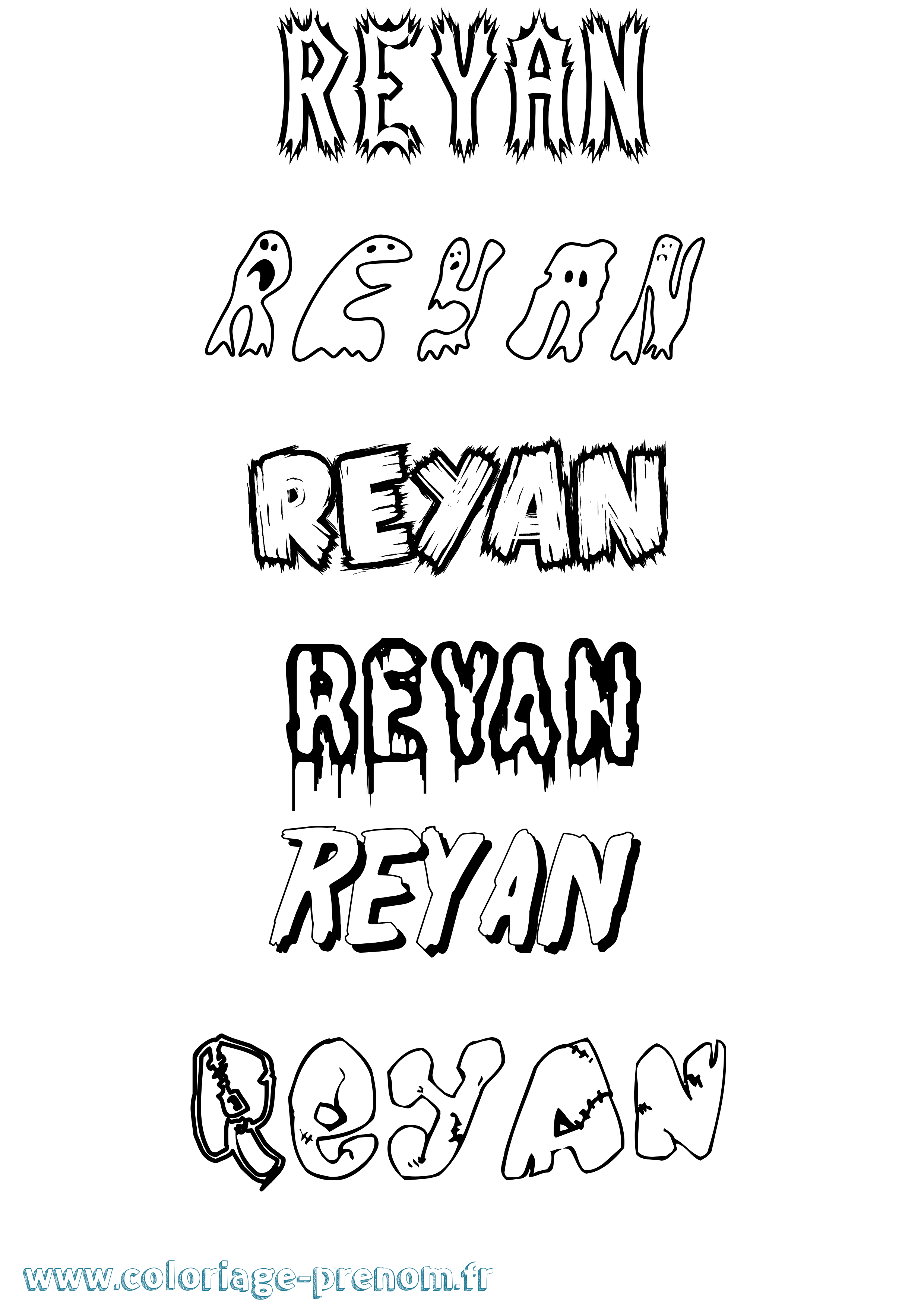 Coloriage Reyan Frisson Coloriage prénom Reyan Frisson