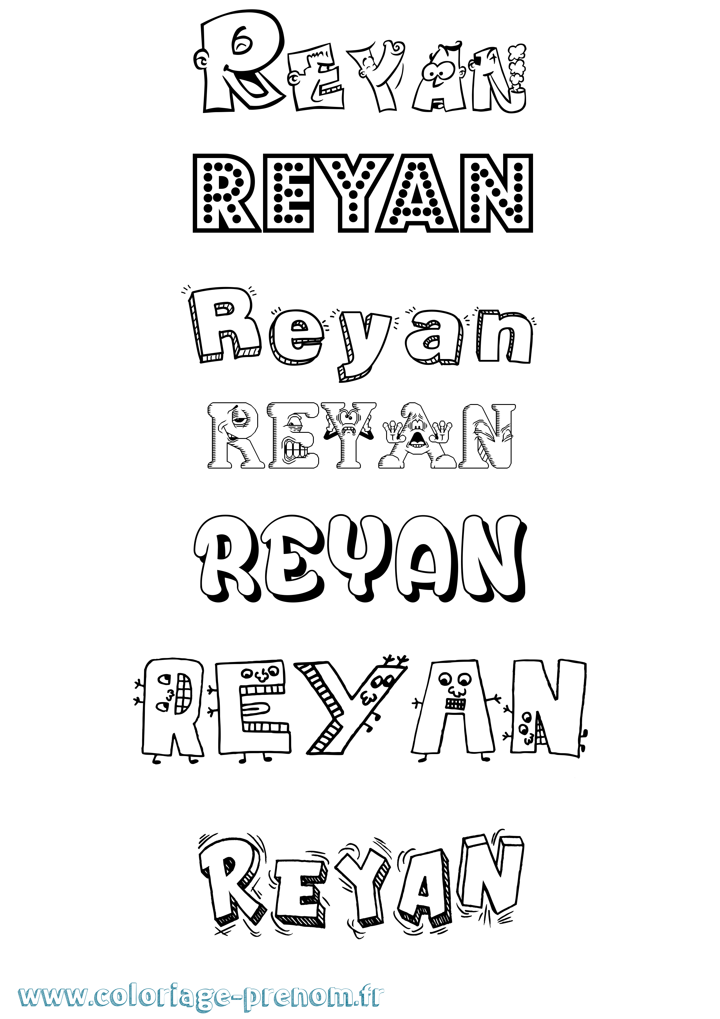 Coloriage Reyan Fun Coloriage prénom Reyan Fun