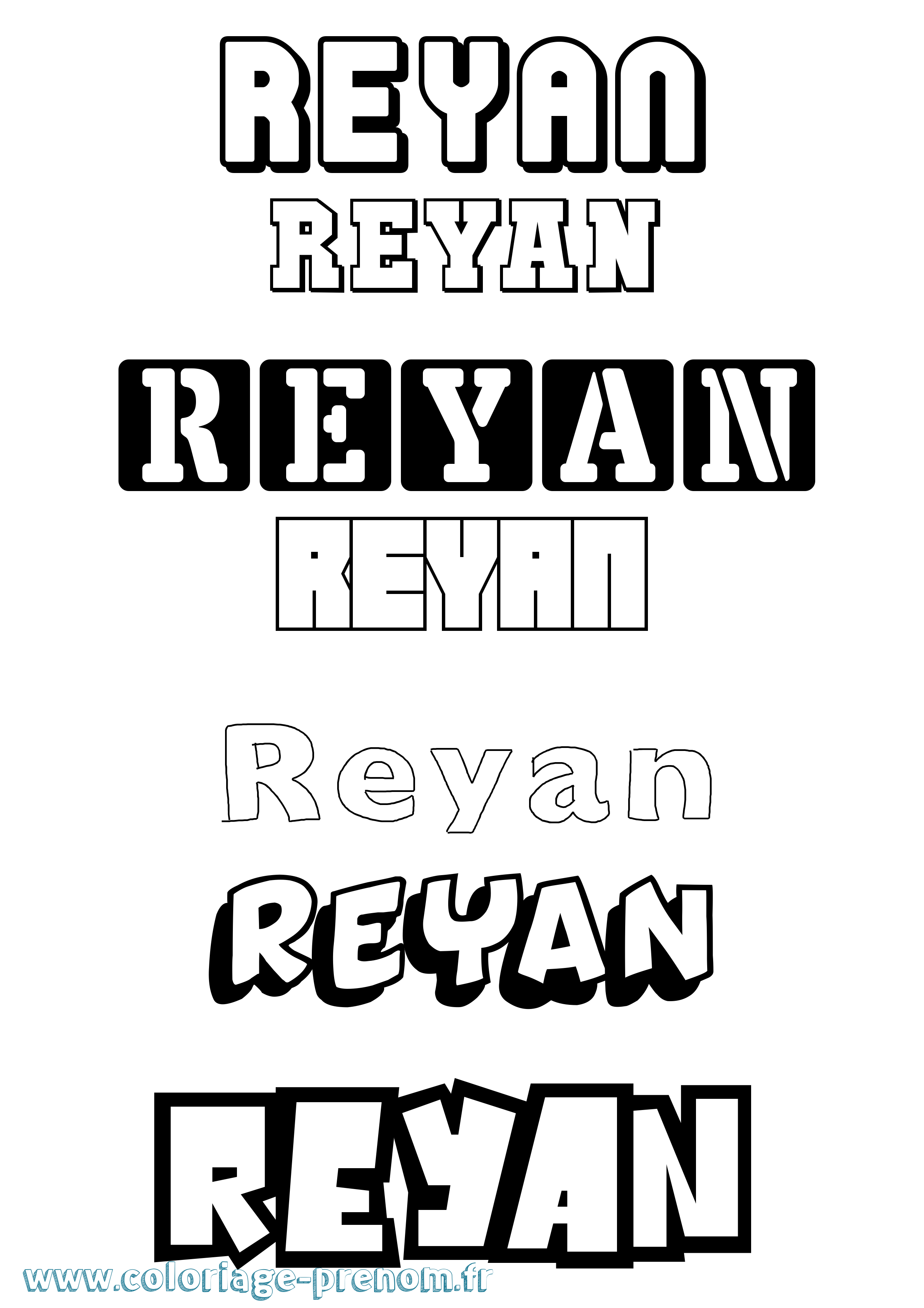 Coloriage Reyan Simple Coloriage prénom Reyan Simple
