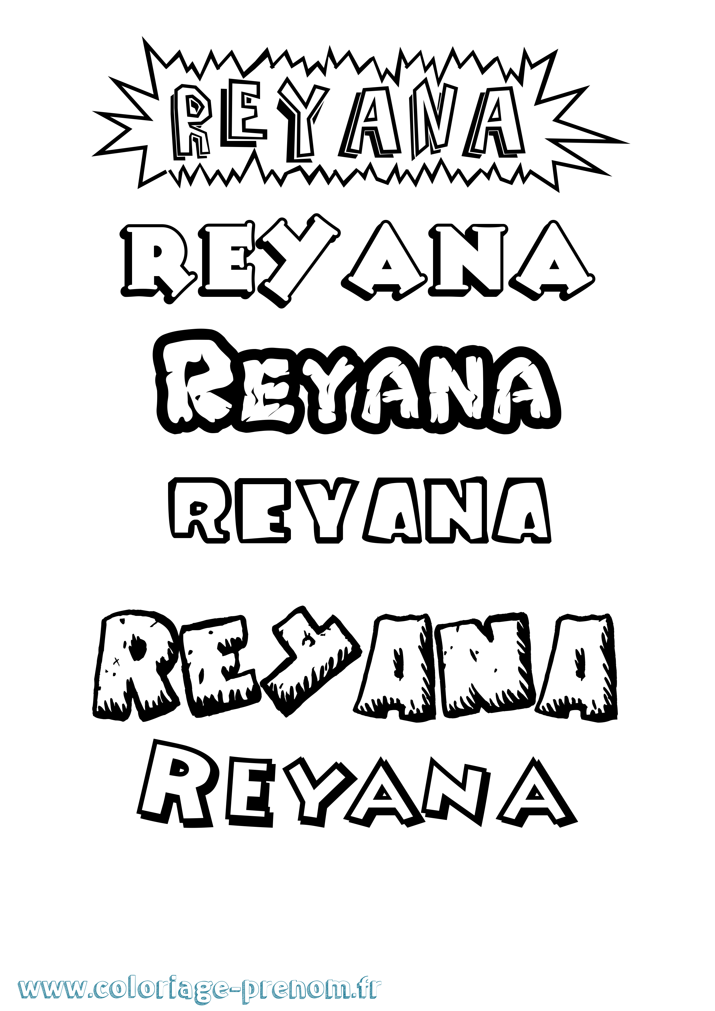 Coloriage Reyana Dessin Animé Coloriage prénom Reyana Dessin Animé