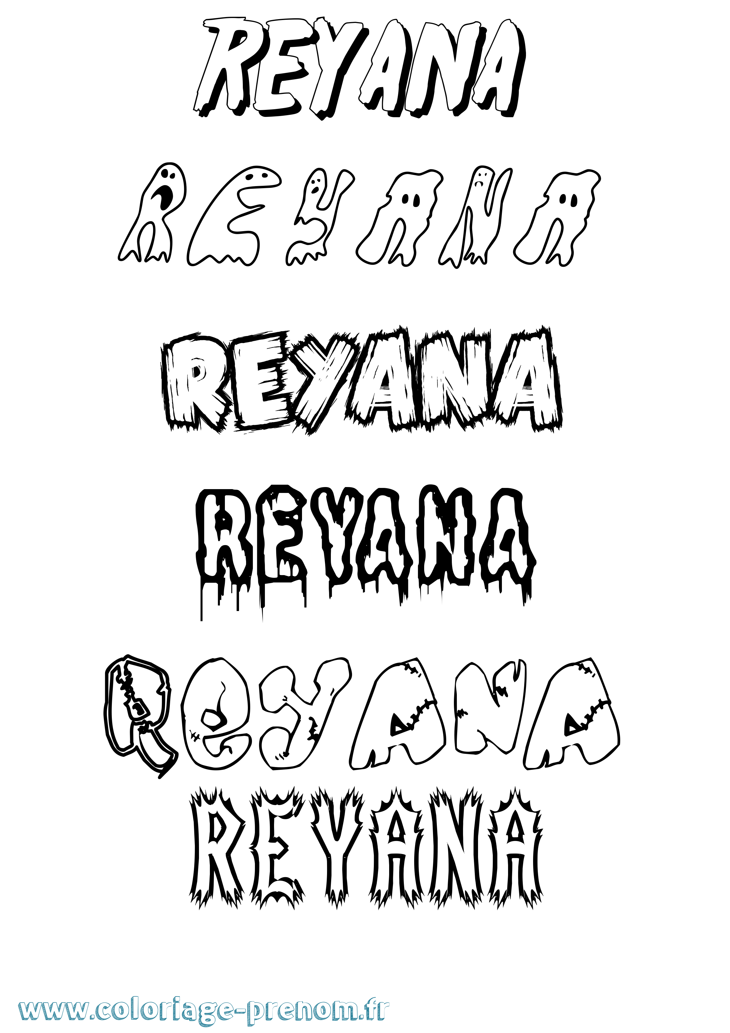 Coloriage Reyana Frisson Coloriage prénom Reyana Frisson