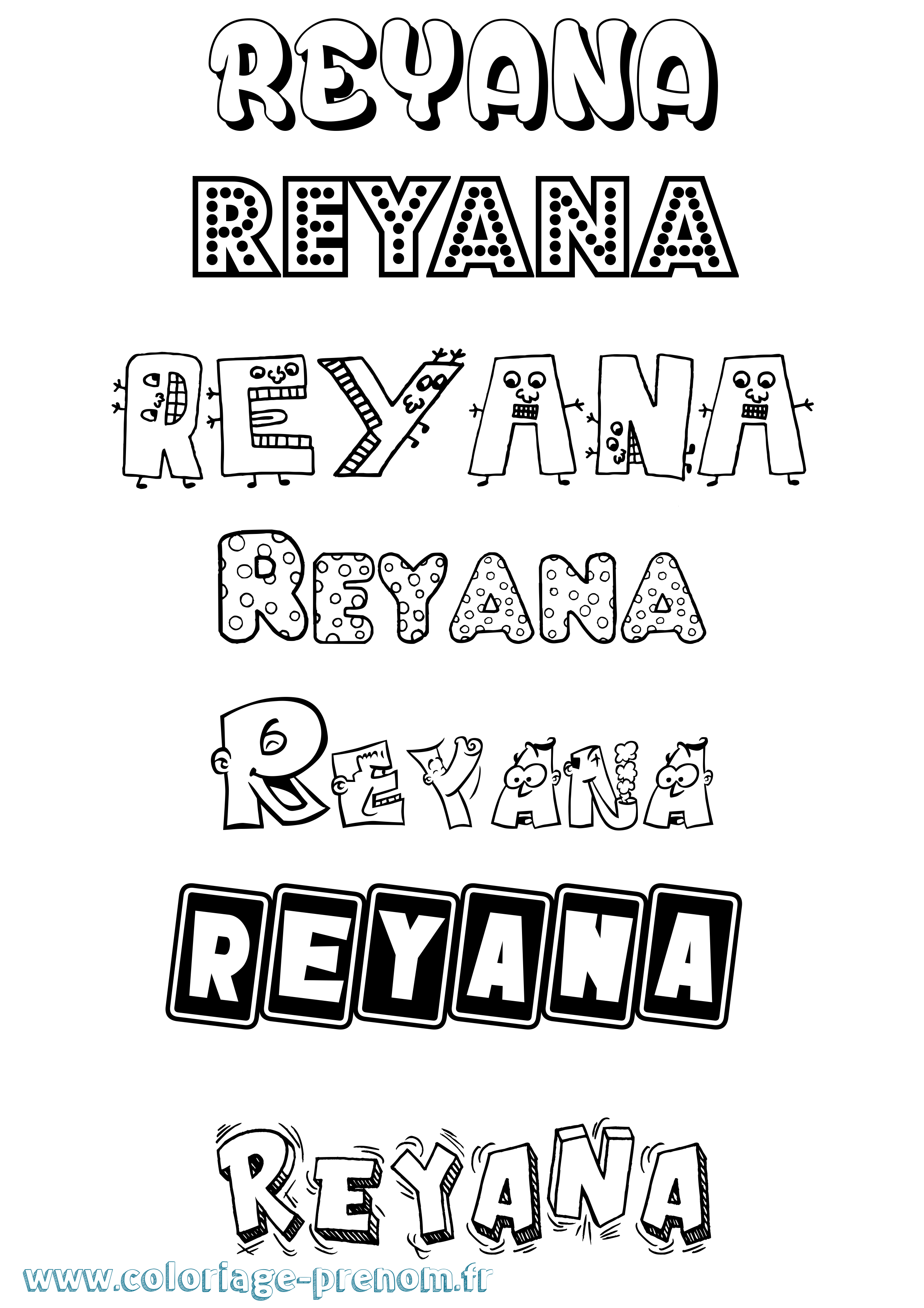 Coloriage Reyana Fun Coloriage prénom Reyana Fun