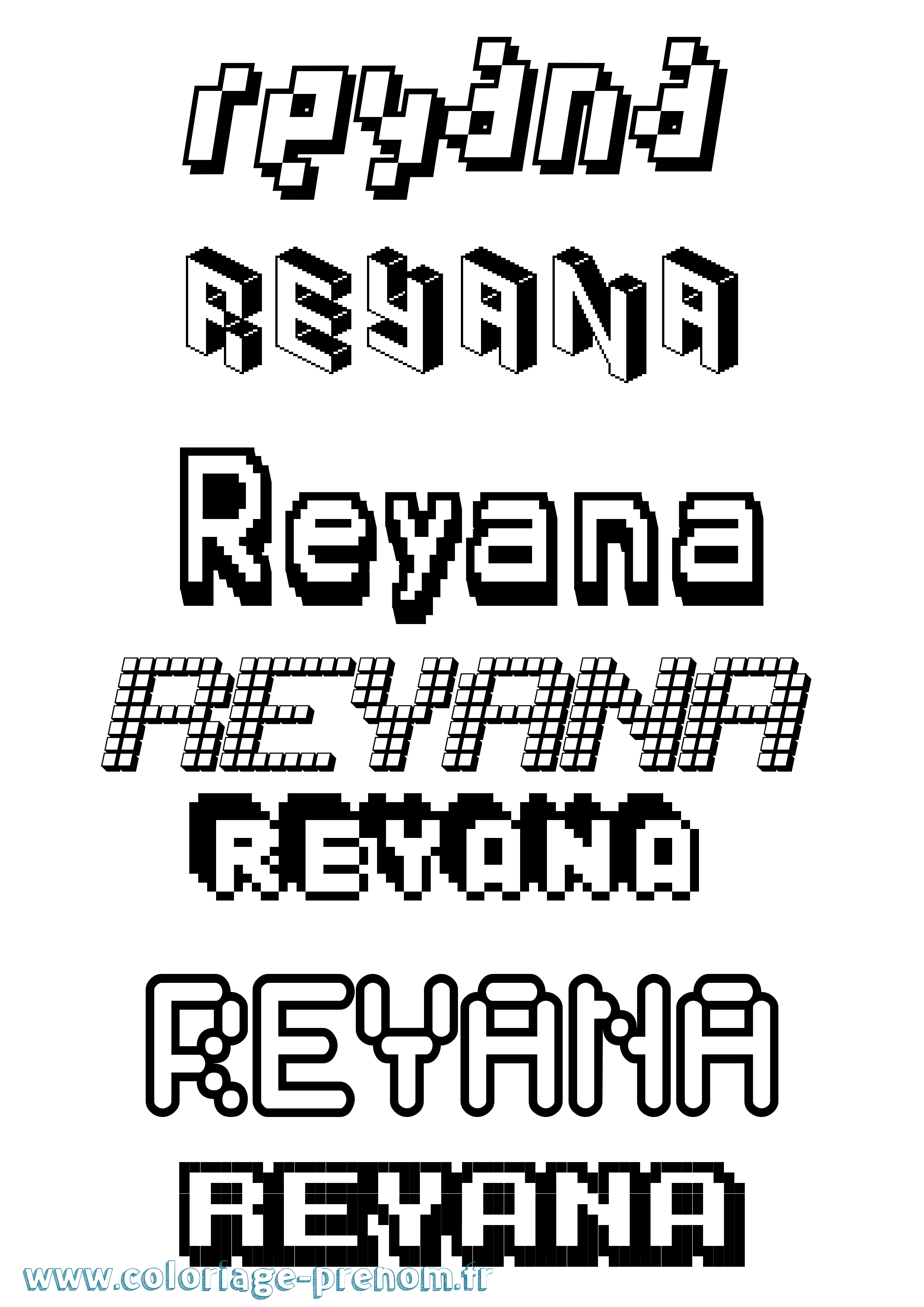 Coloriage Reyana Pixel Coloriage prénom Reyana Pixel