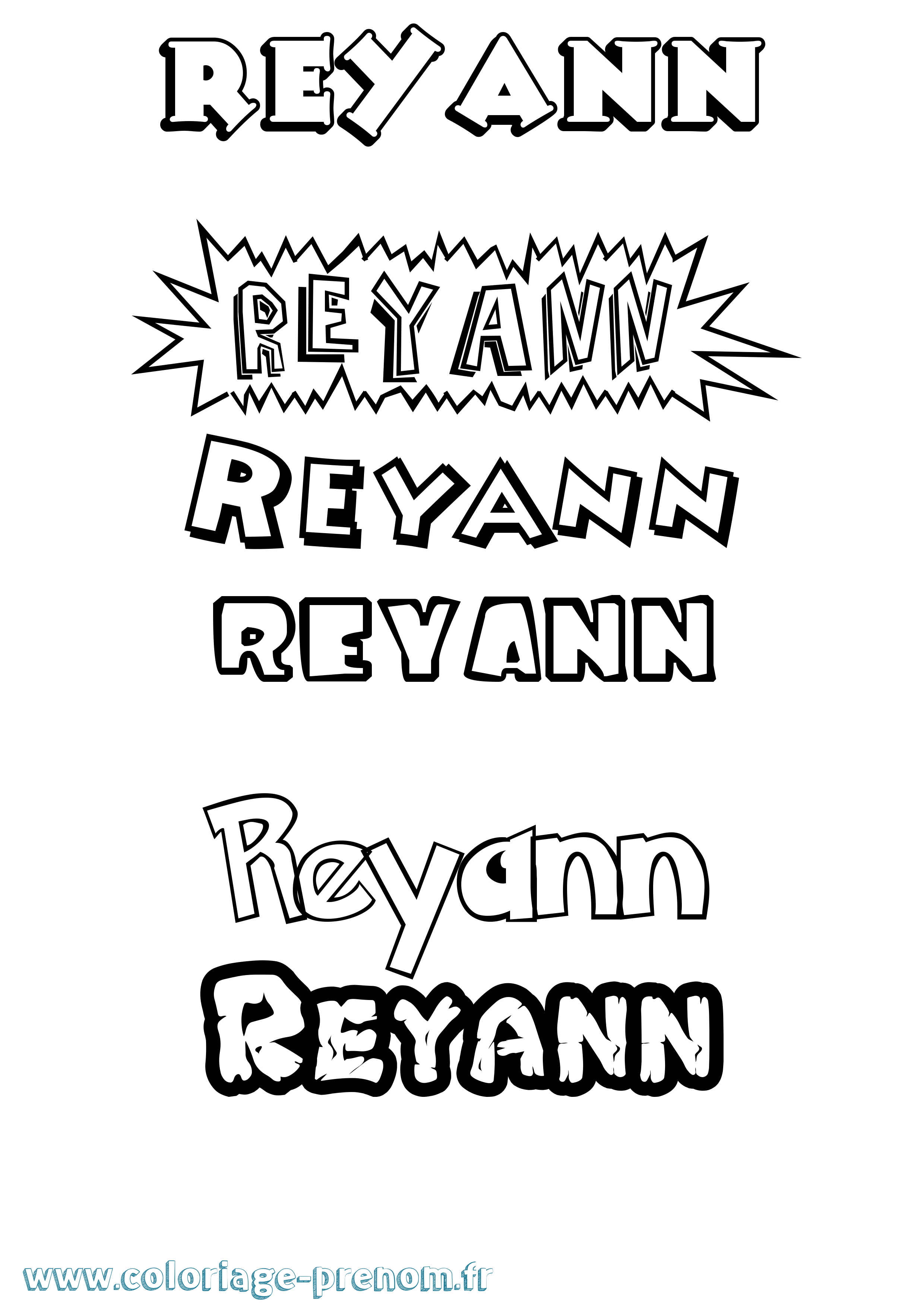 Coloriage Reyann Dessin Animé Coloriage prénom Reyann Dessin Animé