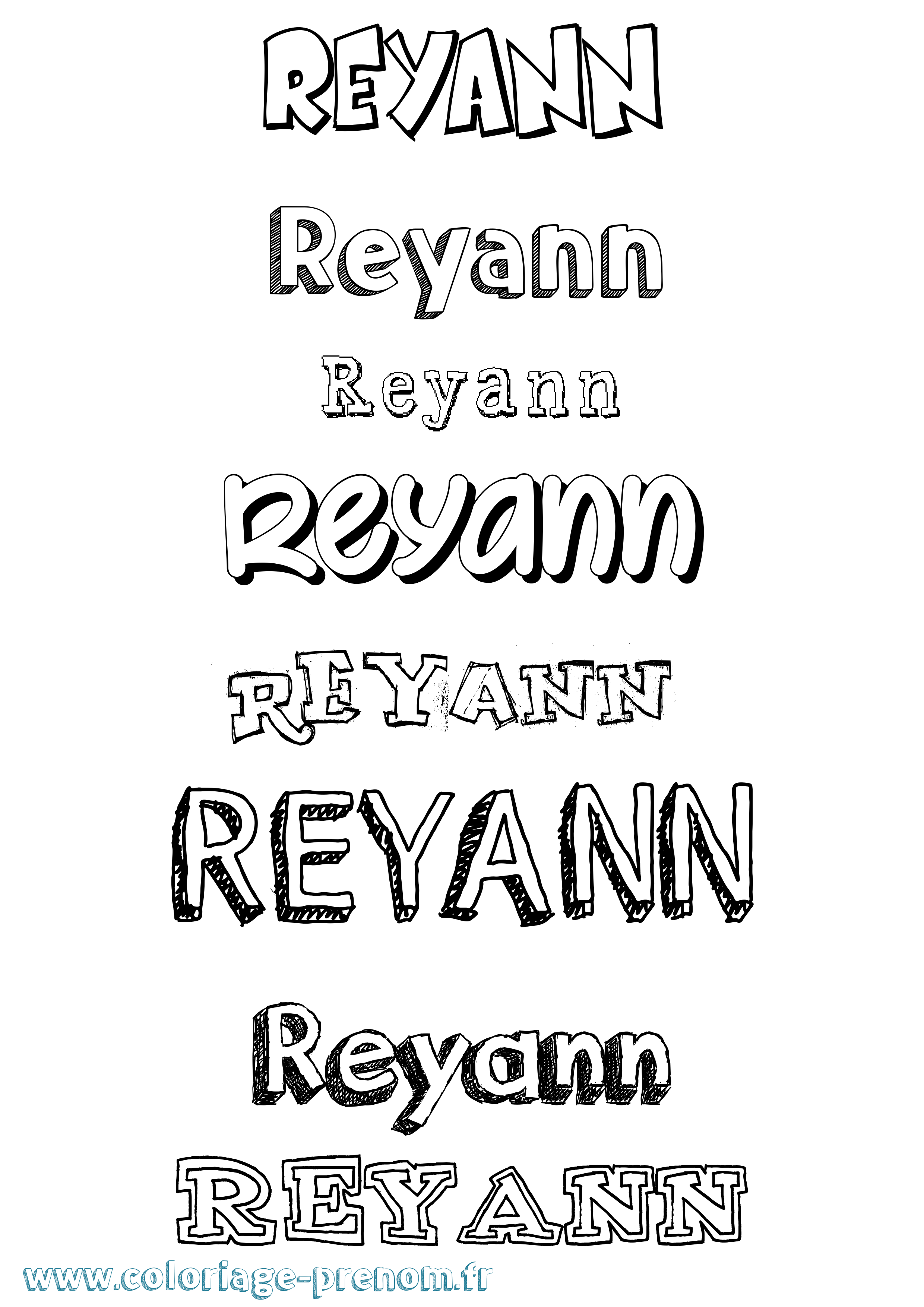 Coloriage Reyann Dessiné Coloriage prénom Reyann Dessiné