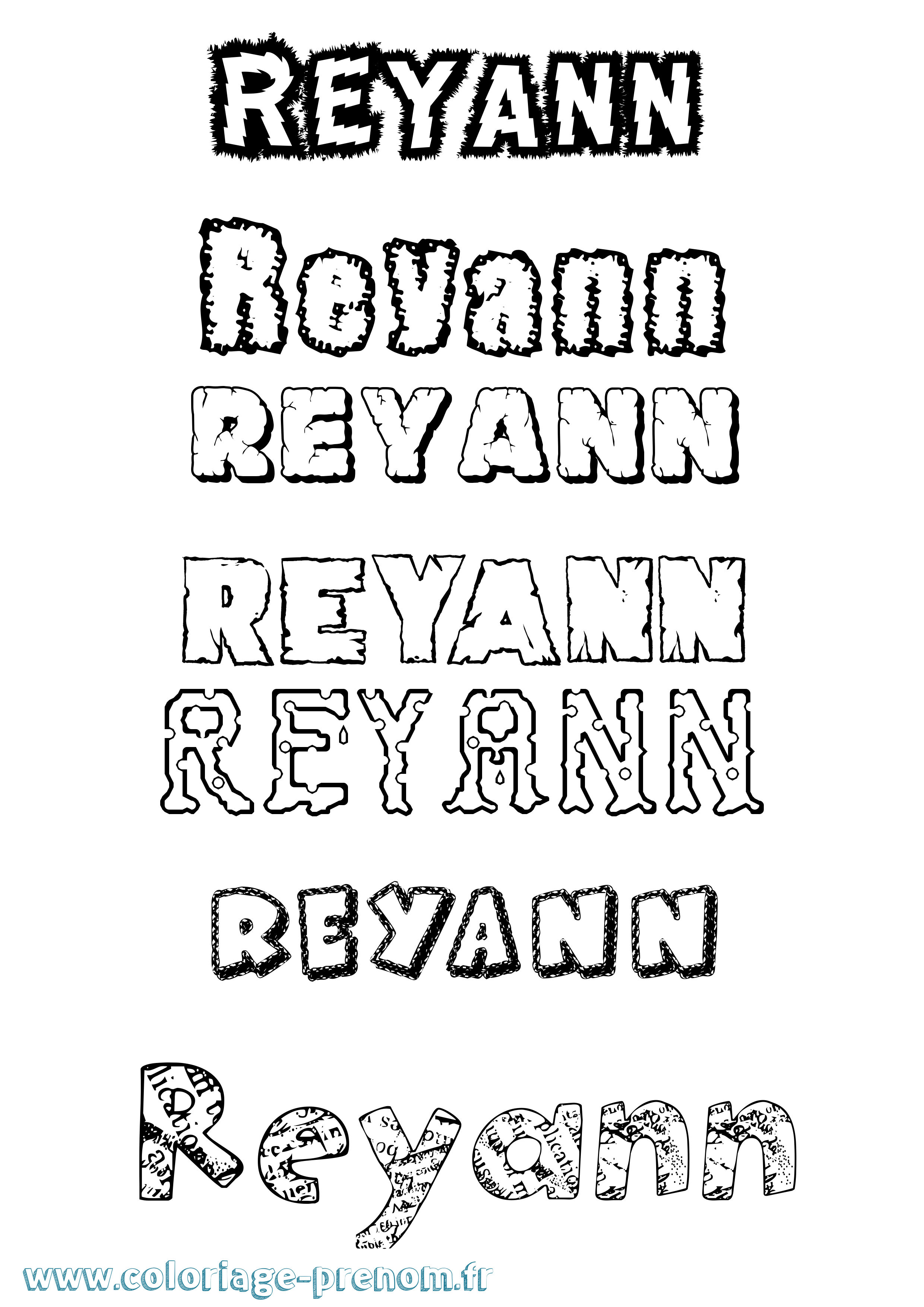 Coloriage Reyann Destructuré Coloriage prénom Reyann Destructuré