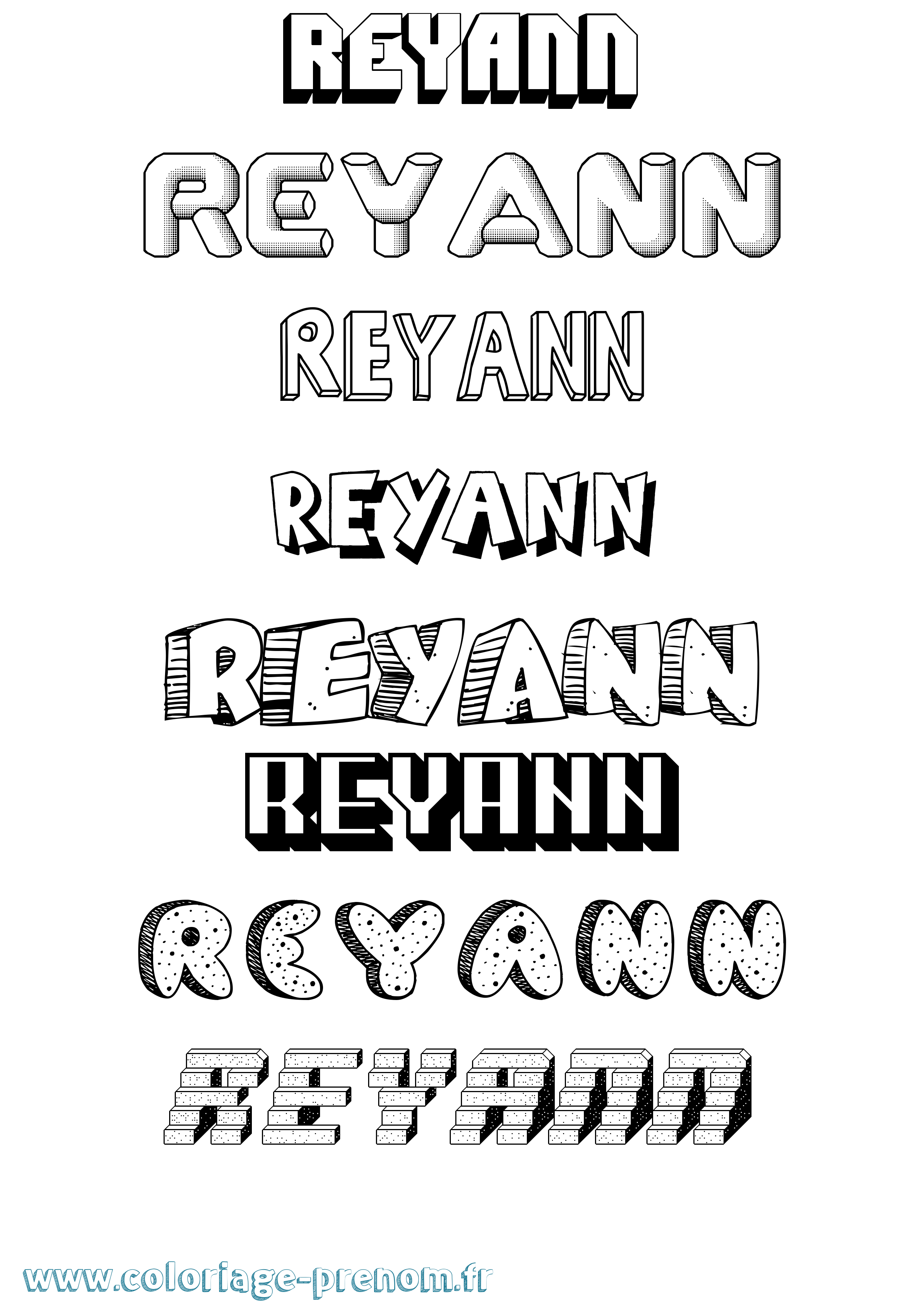 Coloriage Reyann Effet 3D Coloriage prénom Reyann Effet 3D