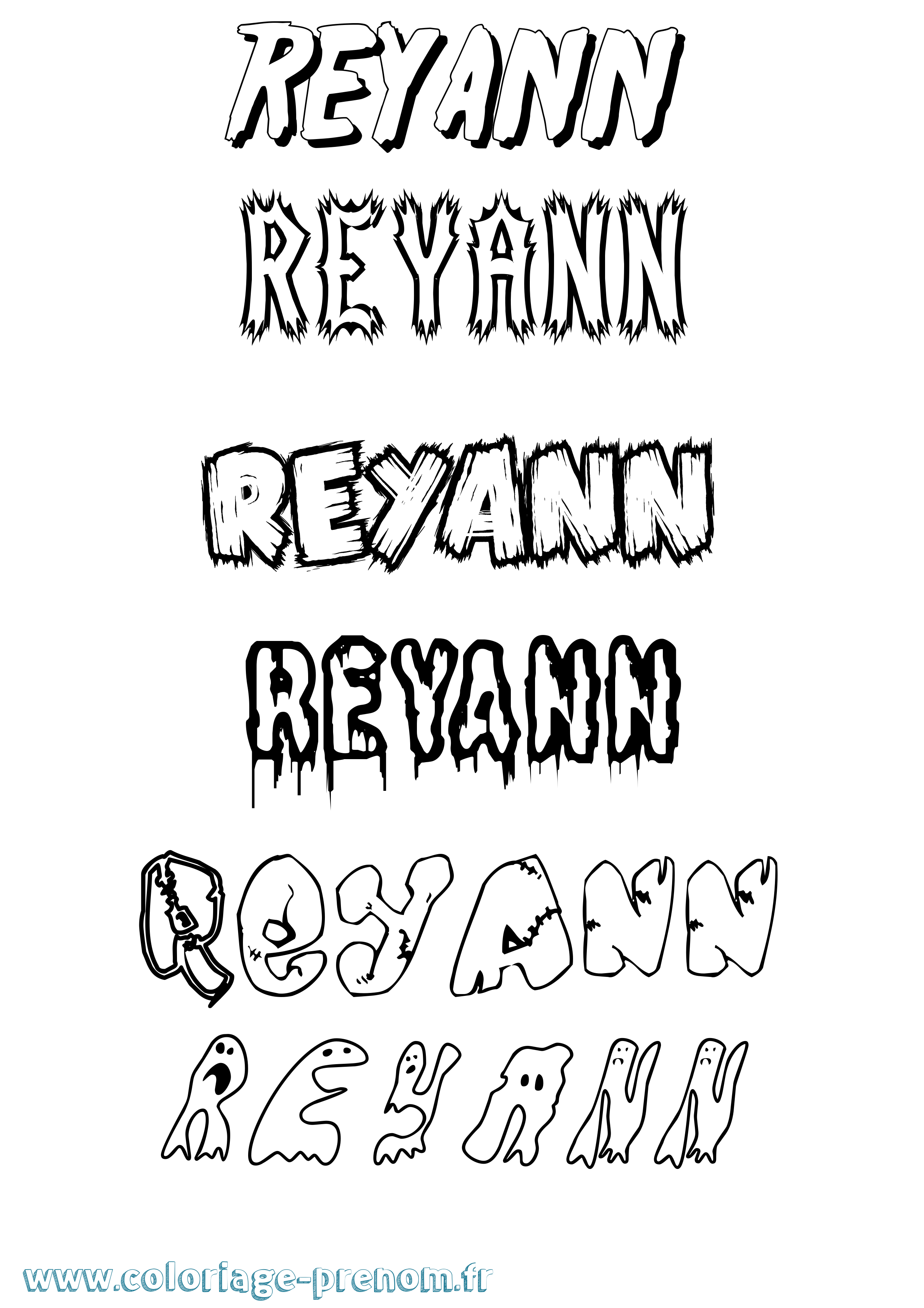 Coloriage Reyann Frisson Coloriage prénom Reyann Frisson