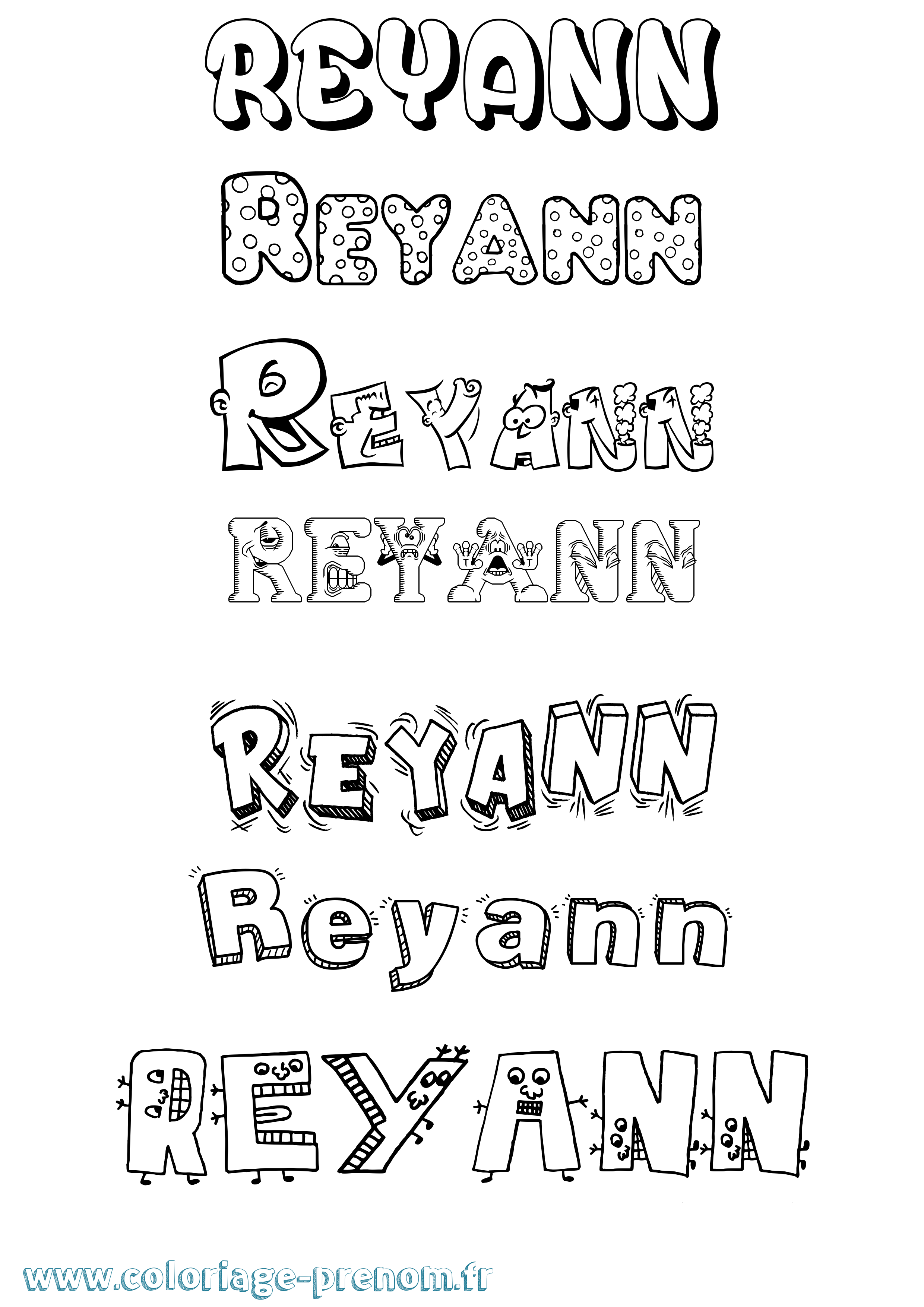 Coloriage Reyann Fun Coloriage prénom Reyann Fun