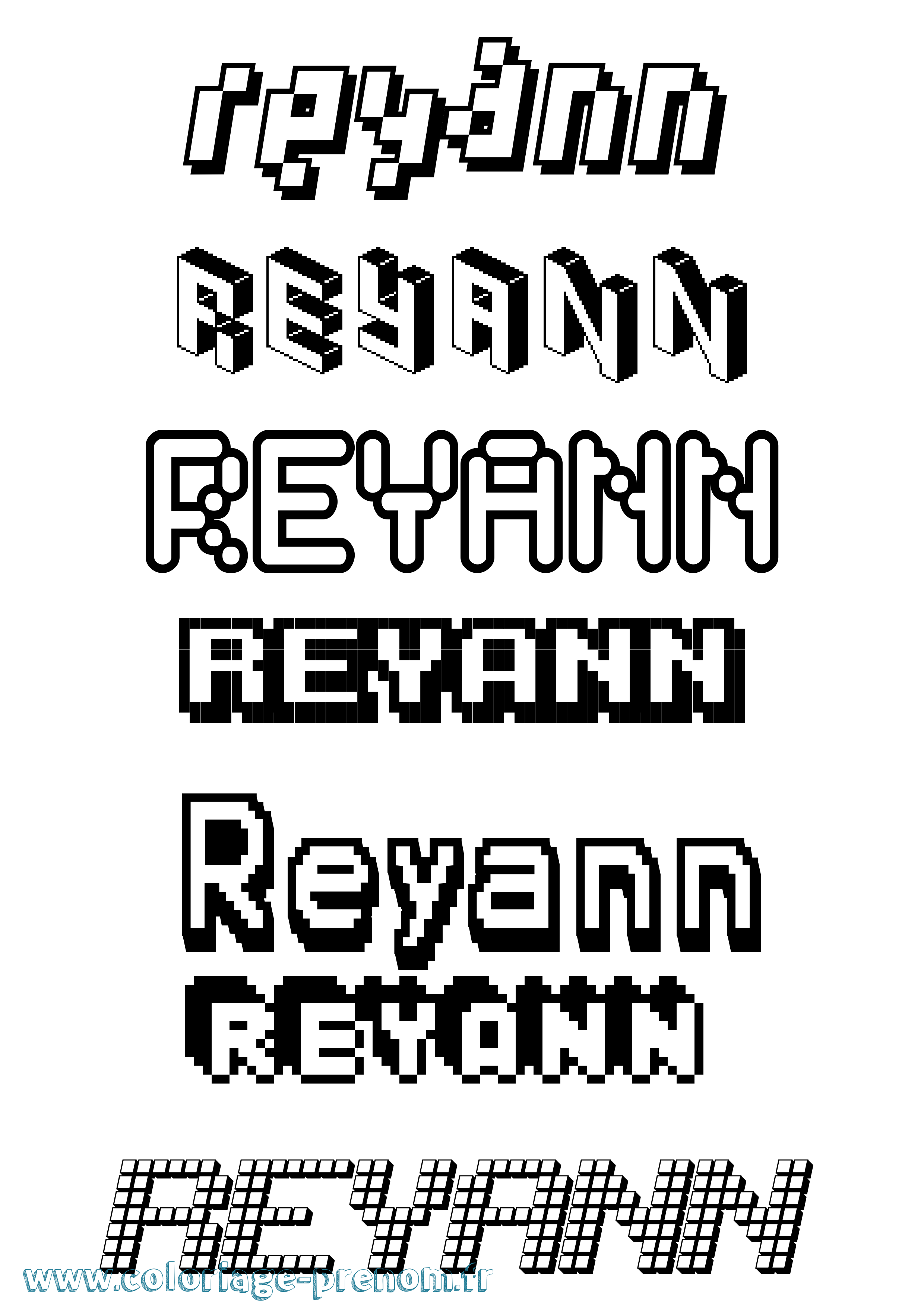 Coloriage Reyann Pixel Coloriage prénom Reyann Pixel
