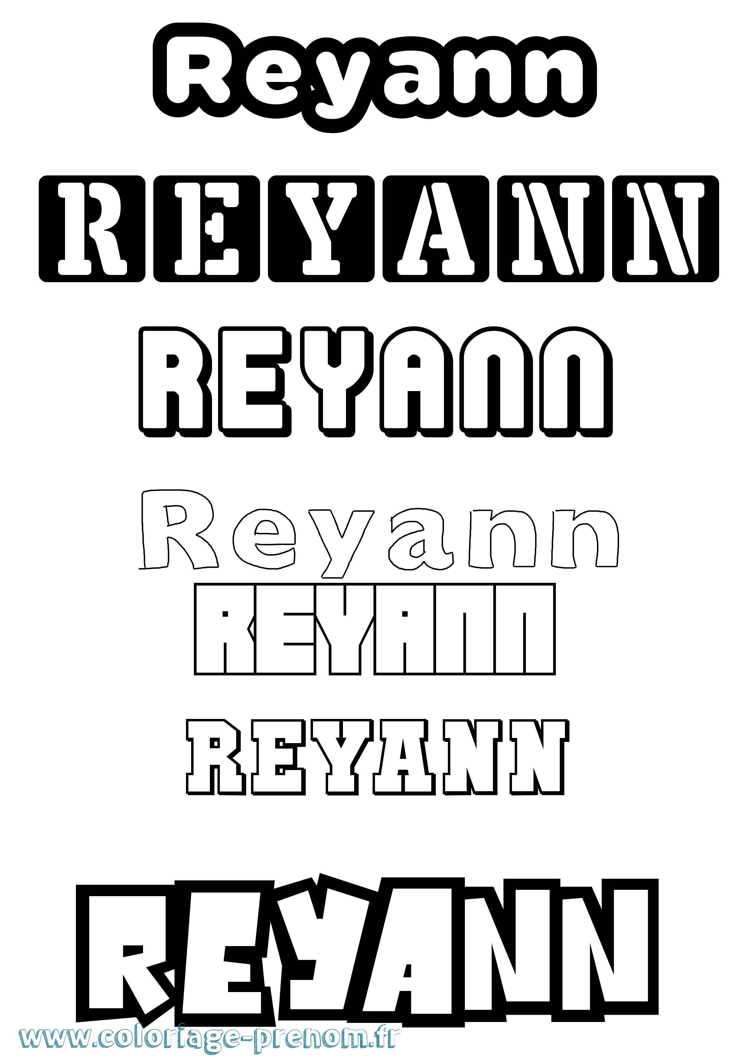 Coloriage Reyann Simple Coloriage prénom Reyann Simple