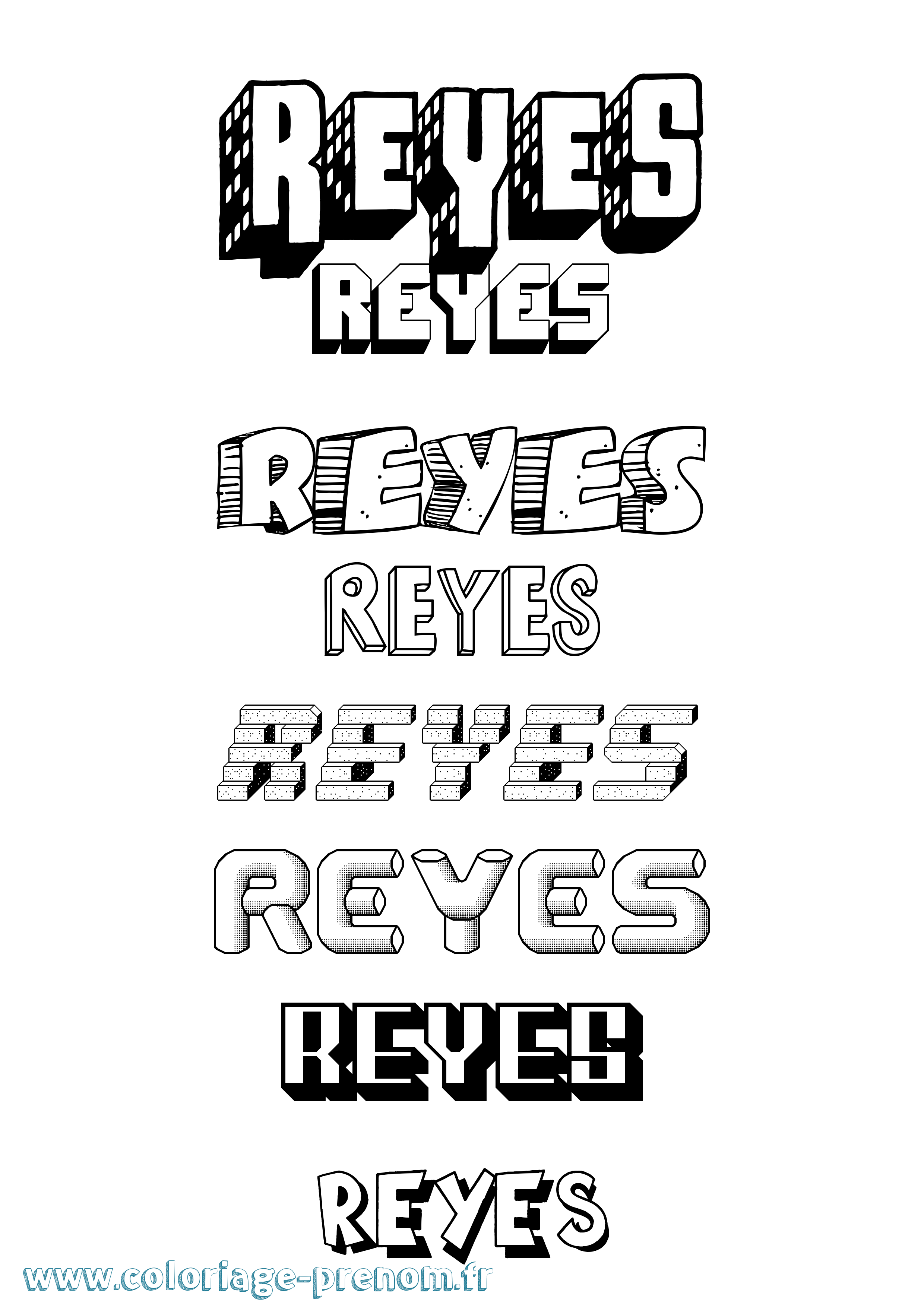 Coloriage Reyes Effet 3D Coloriage prénom Reyes Effet 3D