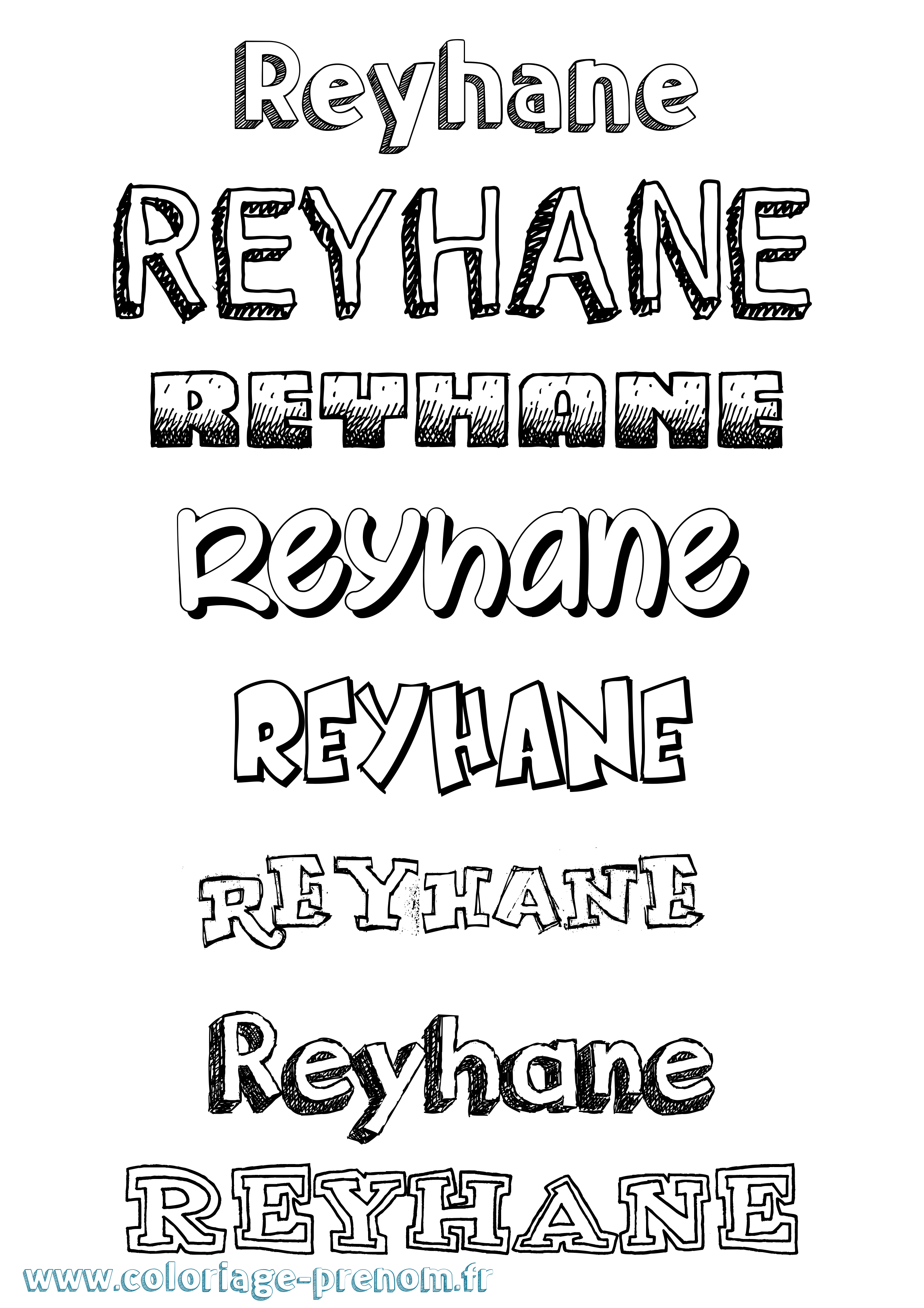 Coloriage Reyhane Dessiné Coloriage prénom Reyhane Dessiné