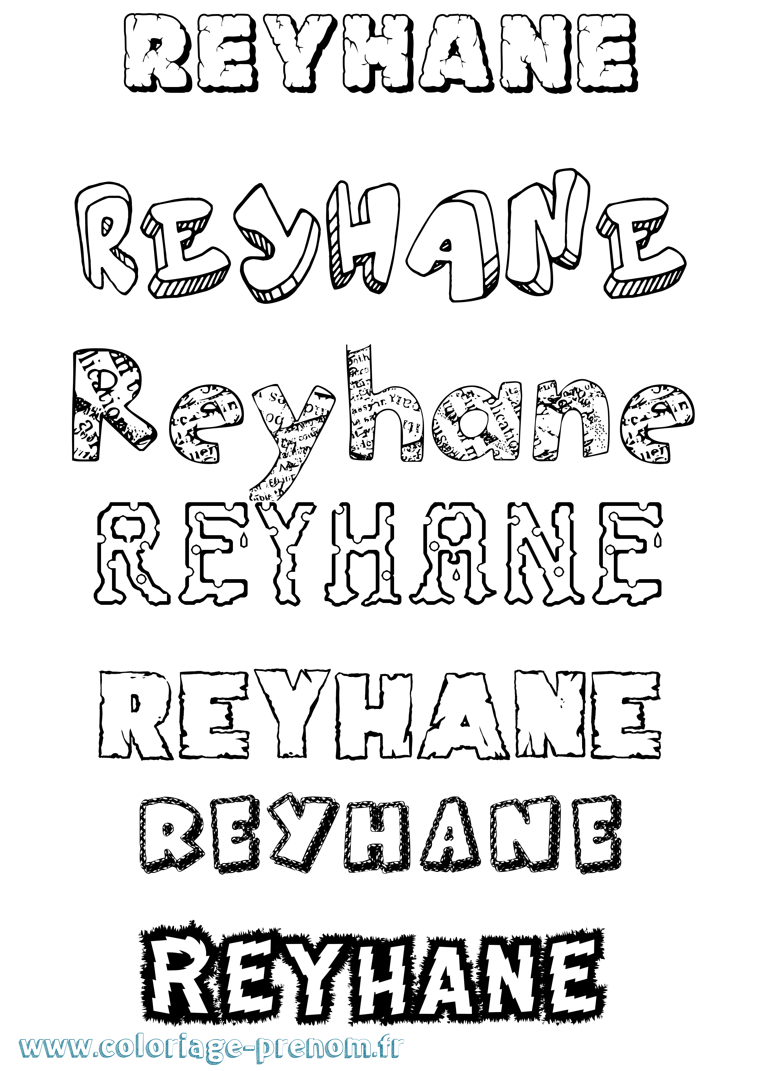 Coloriage Reyhane Destructuré Coloriage prénom Reyhane Destructuré