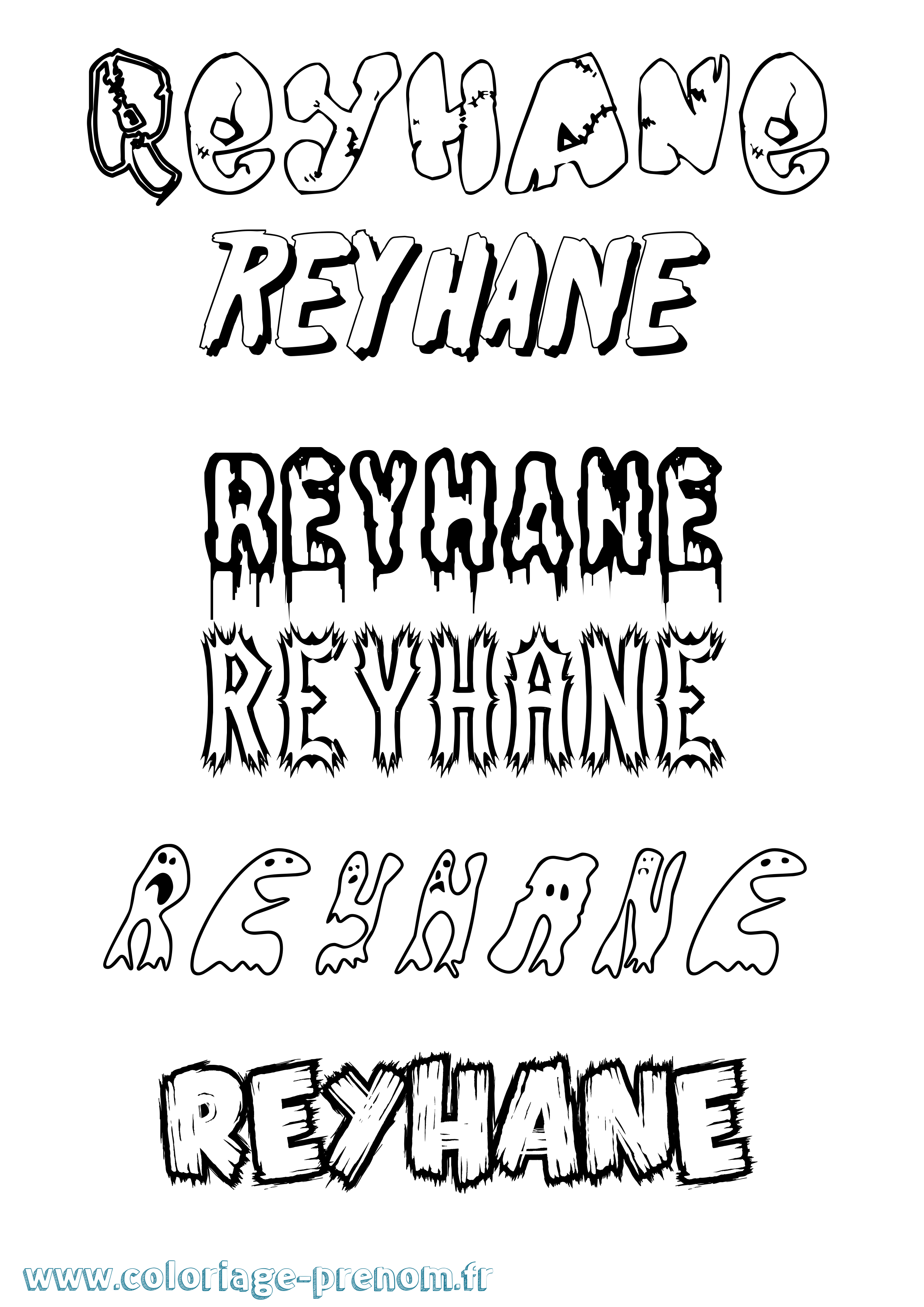 Coloriage Reyhane Frisson Coloriage prénom Reyhane Frisson