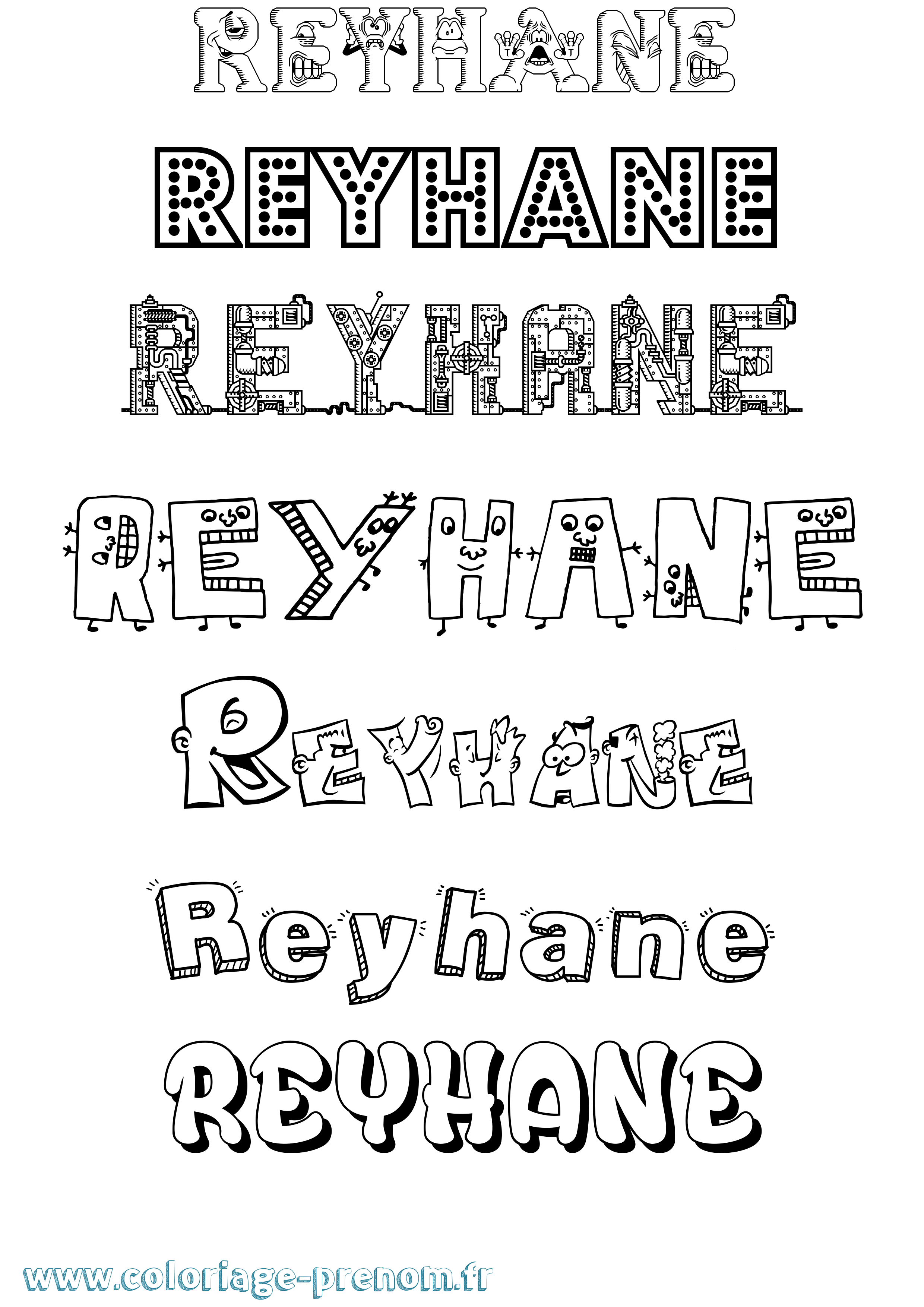 Coloriage Reyhane Fun Coloriage prénom Reyhane Fun