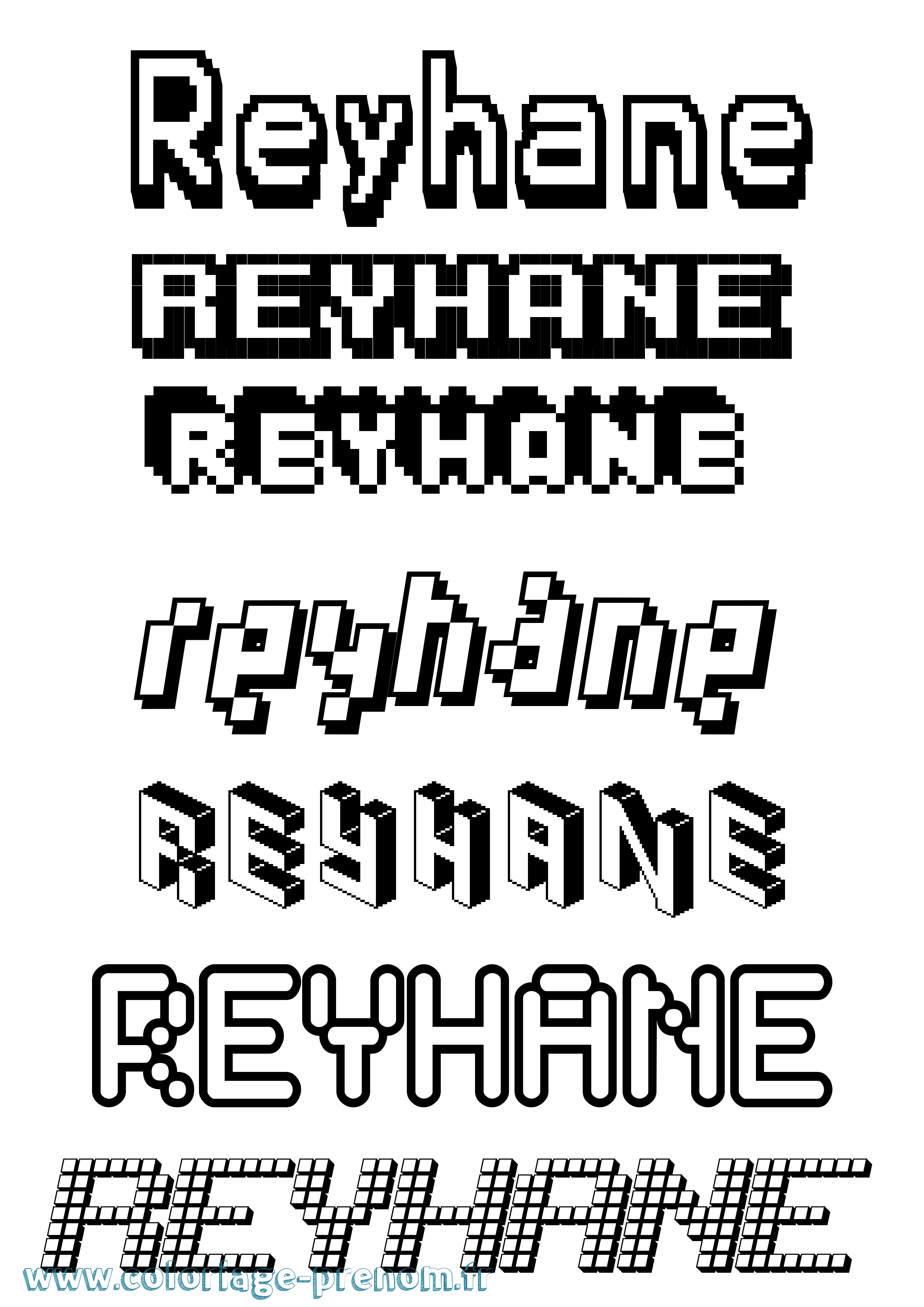 Coloriage Reyhane Pixel Coloriage prénom Reyhane Pixel
