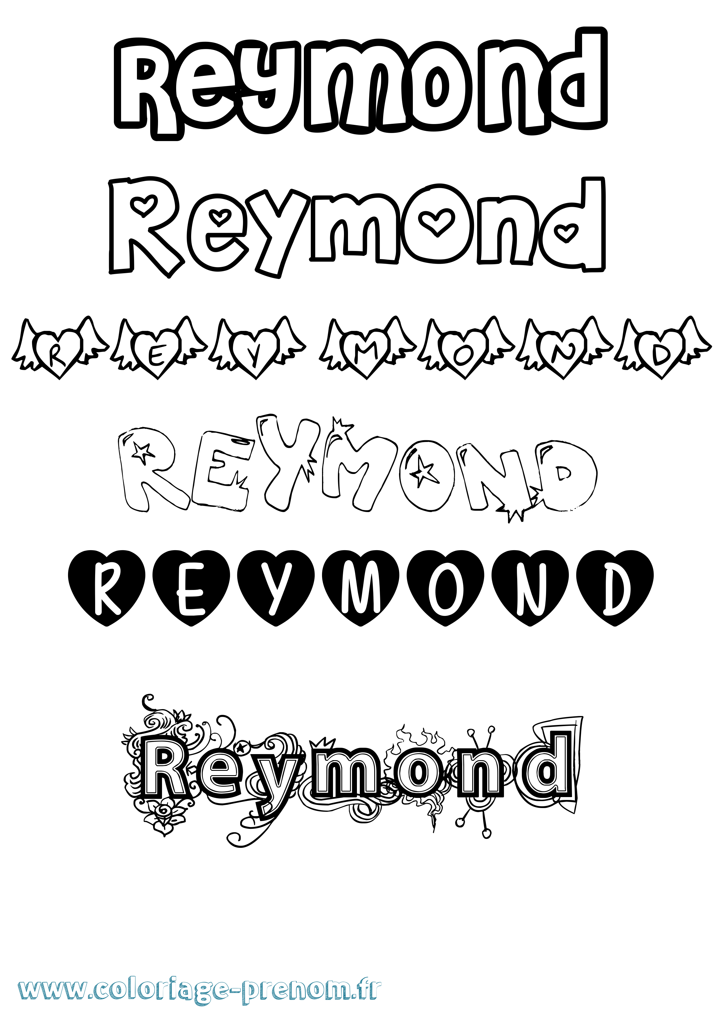 Coloriage Reymond Girly Coloriage prénom Reymond Girly