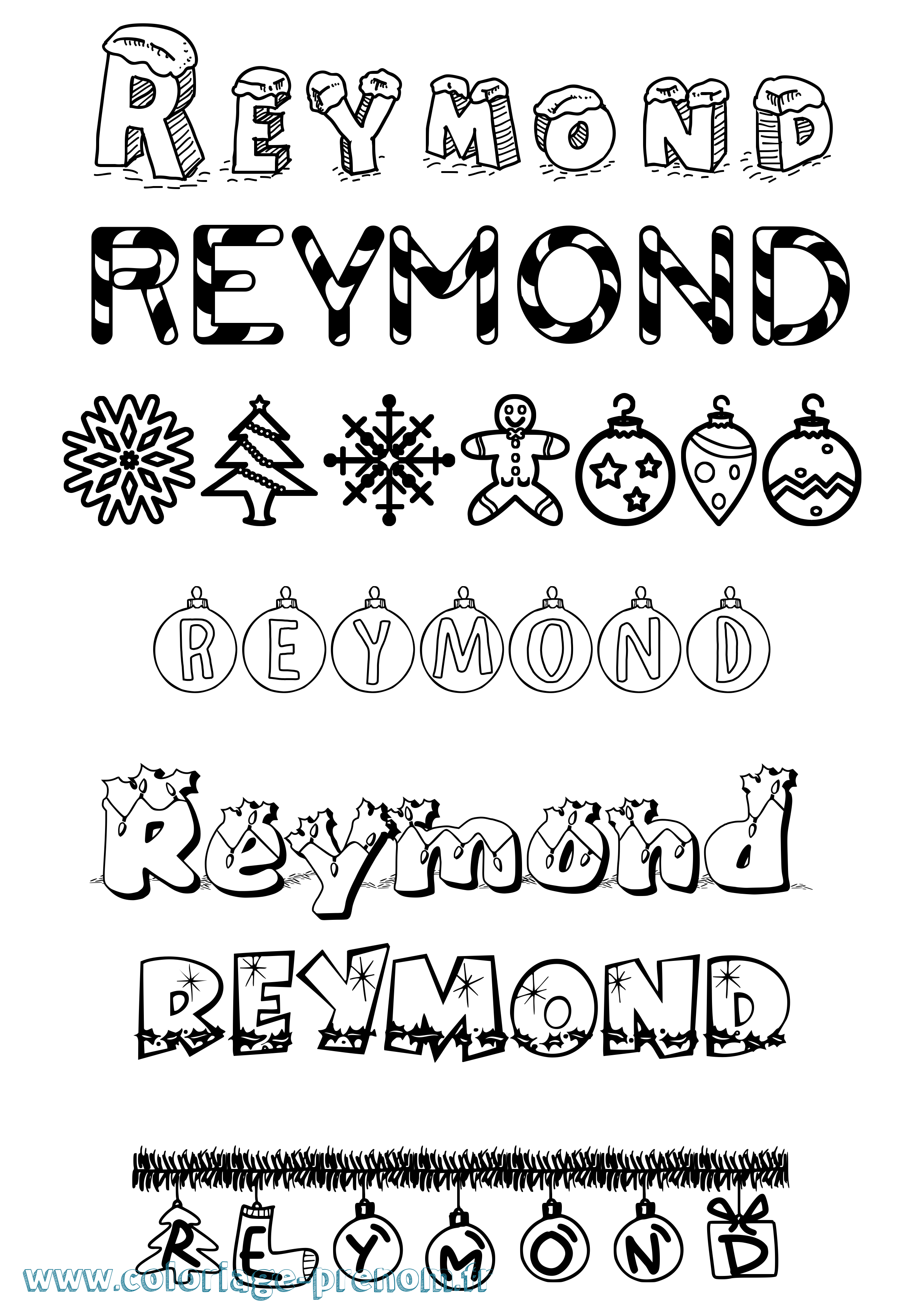 Coloriage Reymond Noël Coloriage prénom Reymond Noël