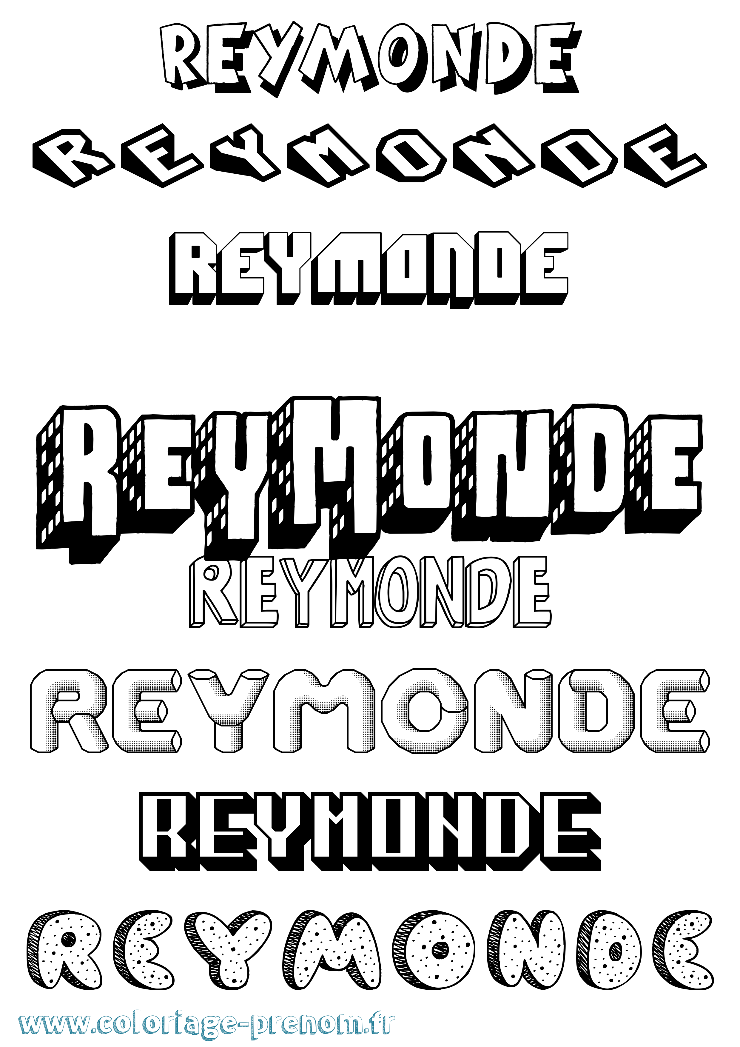Coloriage Reymonde Effet 3D Coloriage prénom Reymonde Effet 3D