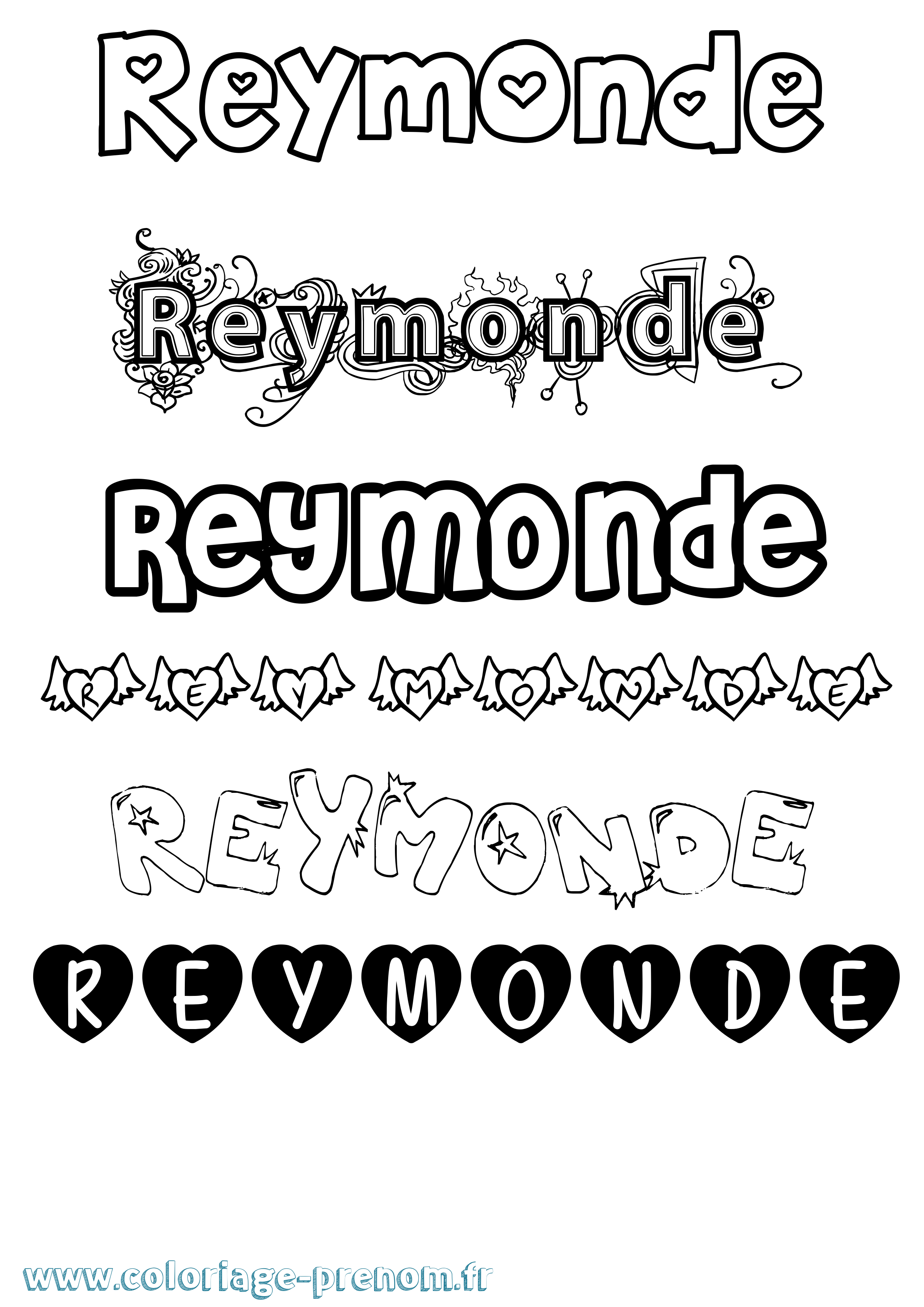 Coloriage Reymonde Girly Coloriage prénom Reymonde Girly
