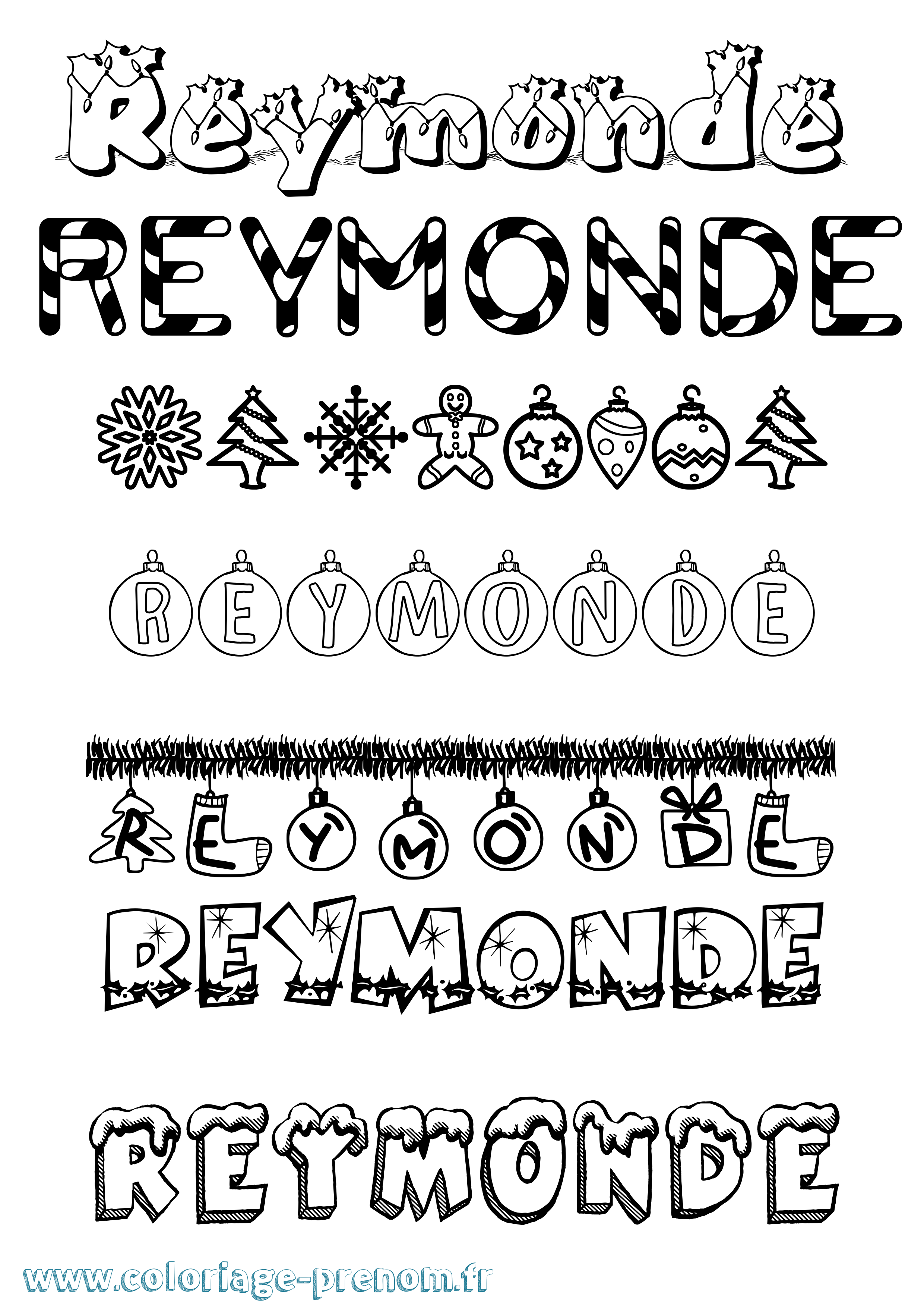 Coloriage Reymonde Noël Coloriage prénom Reymonde Noël