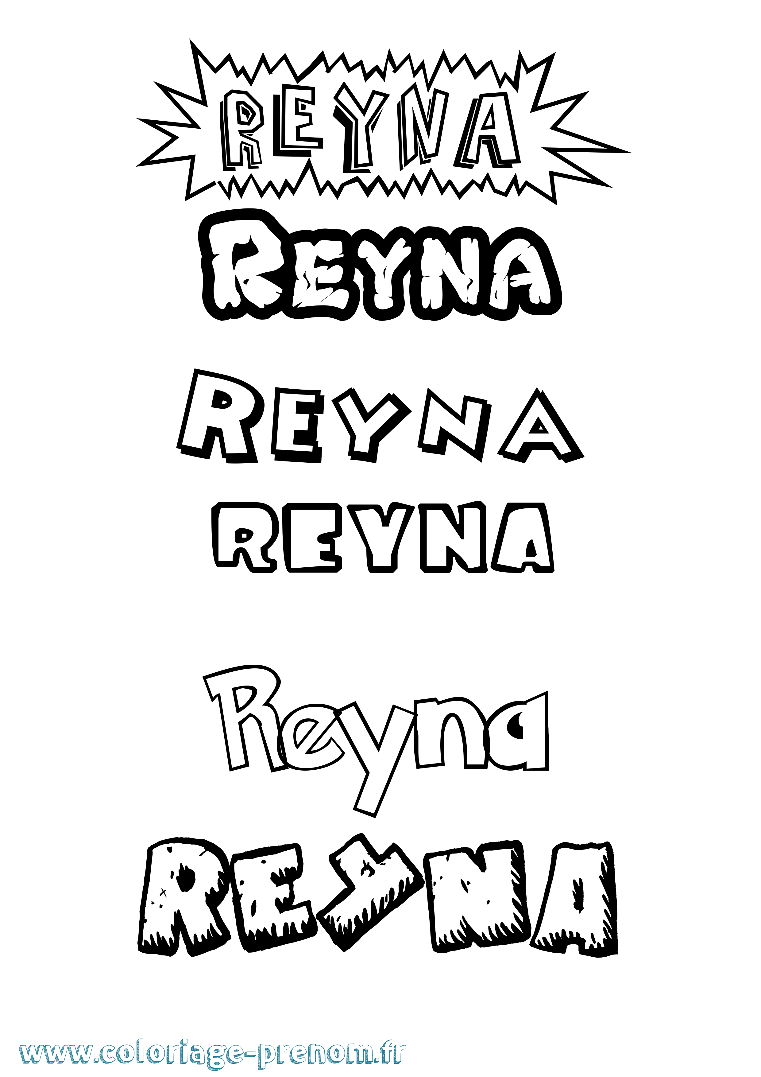 Coloriage Reyna Dessin Animé Coloriage prénom Reyna Dessin Animé
