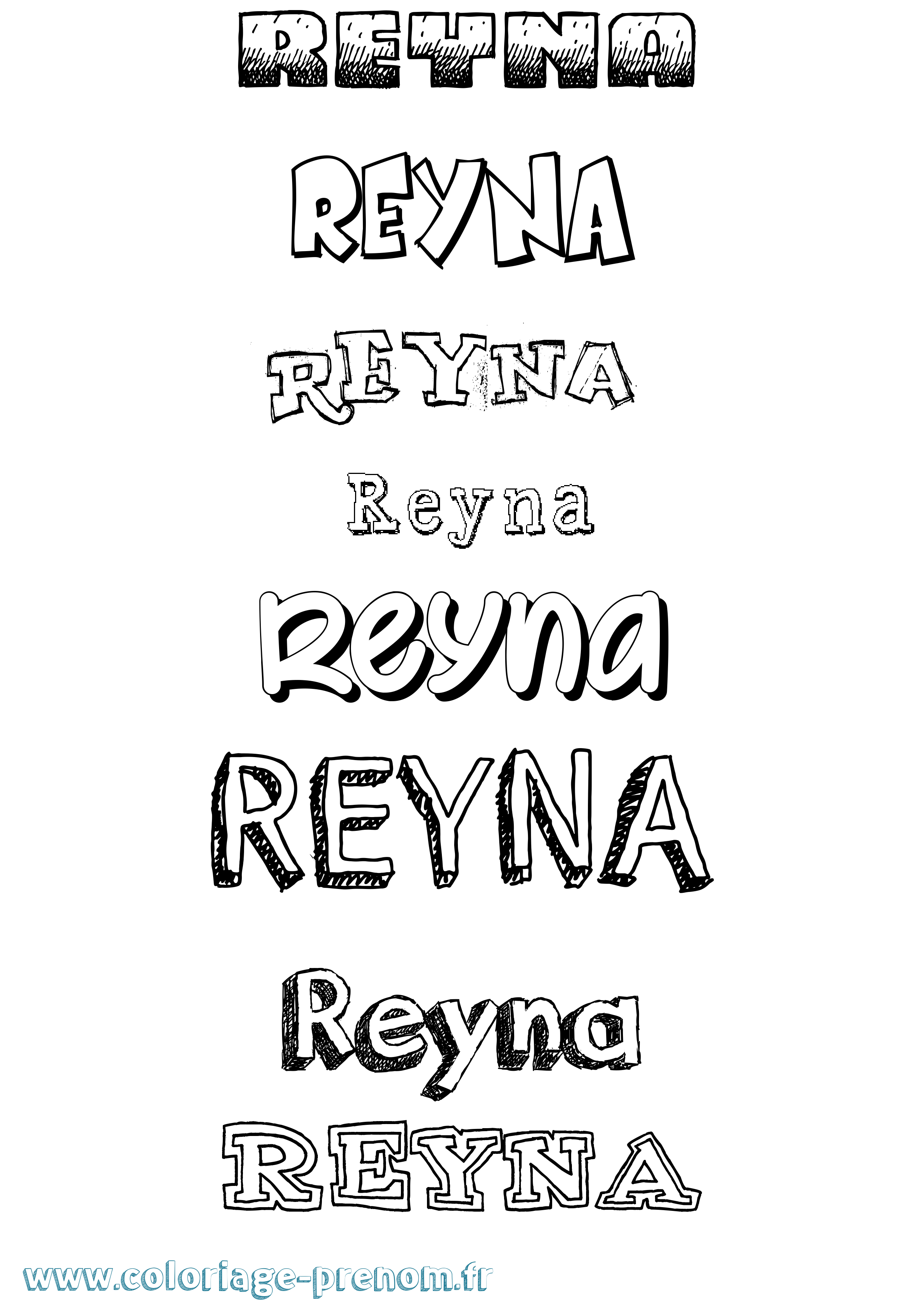 Coloriage Reyna Dessiné Coloriage prénom Reyna Dessiné