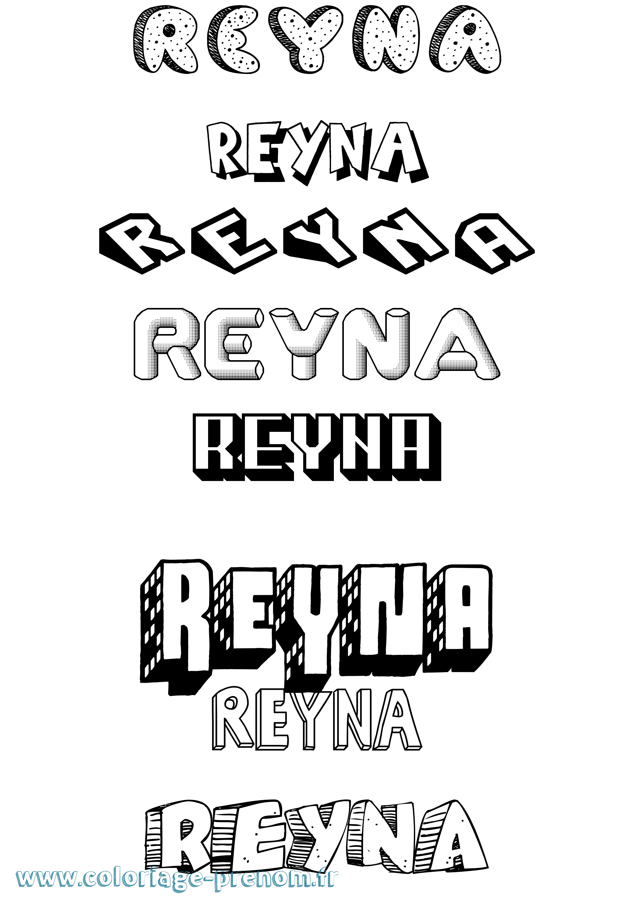 Coloriage Reyna Effet 3D Coloriage prénom Reyna Effet 3D