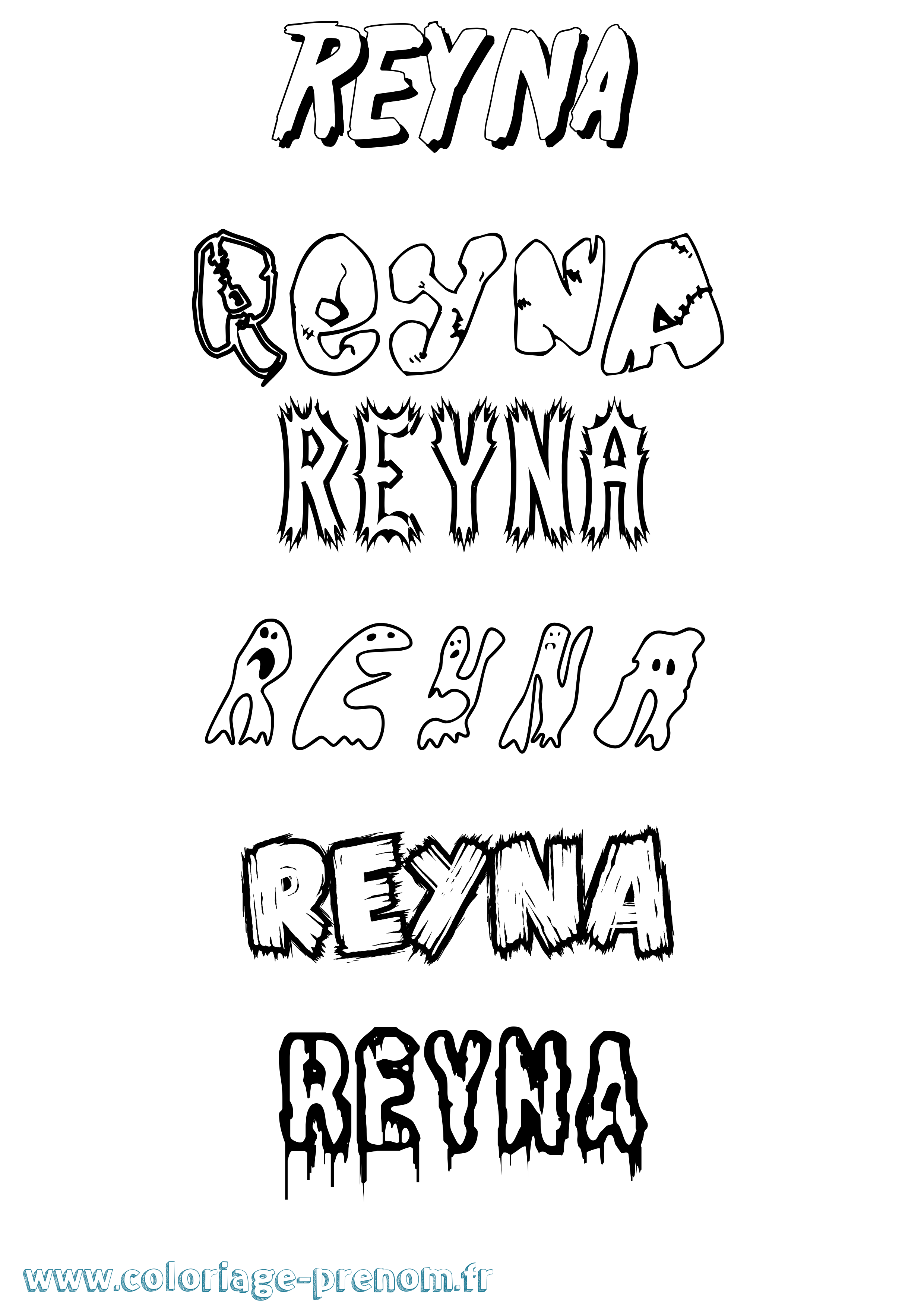 Coloriage Reyna Frisson Coloriage prénom Reyna Frisson