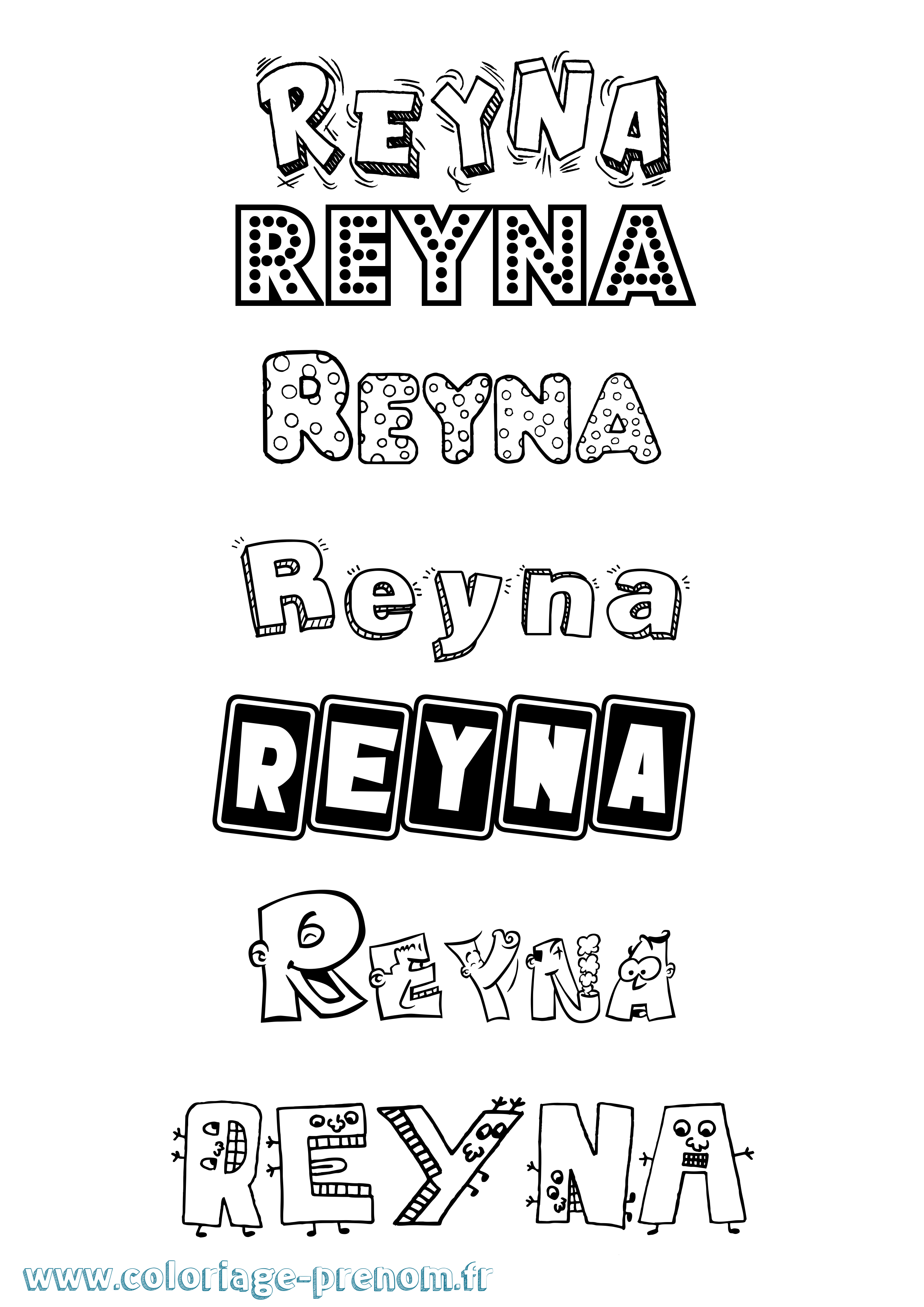 Coloriage Reyna Fun Coloriage prénom Reyna Fun