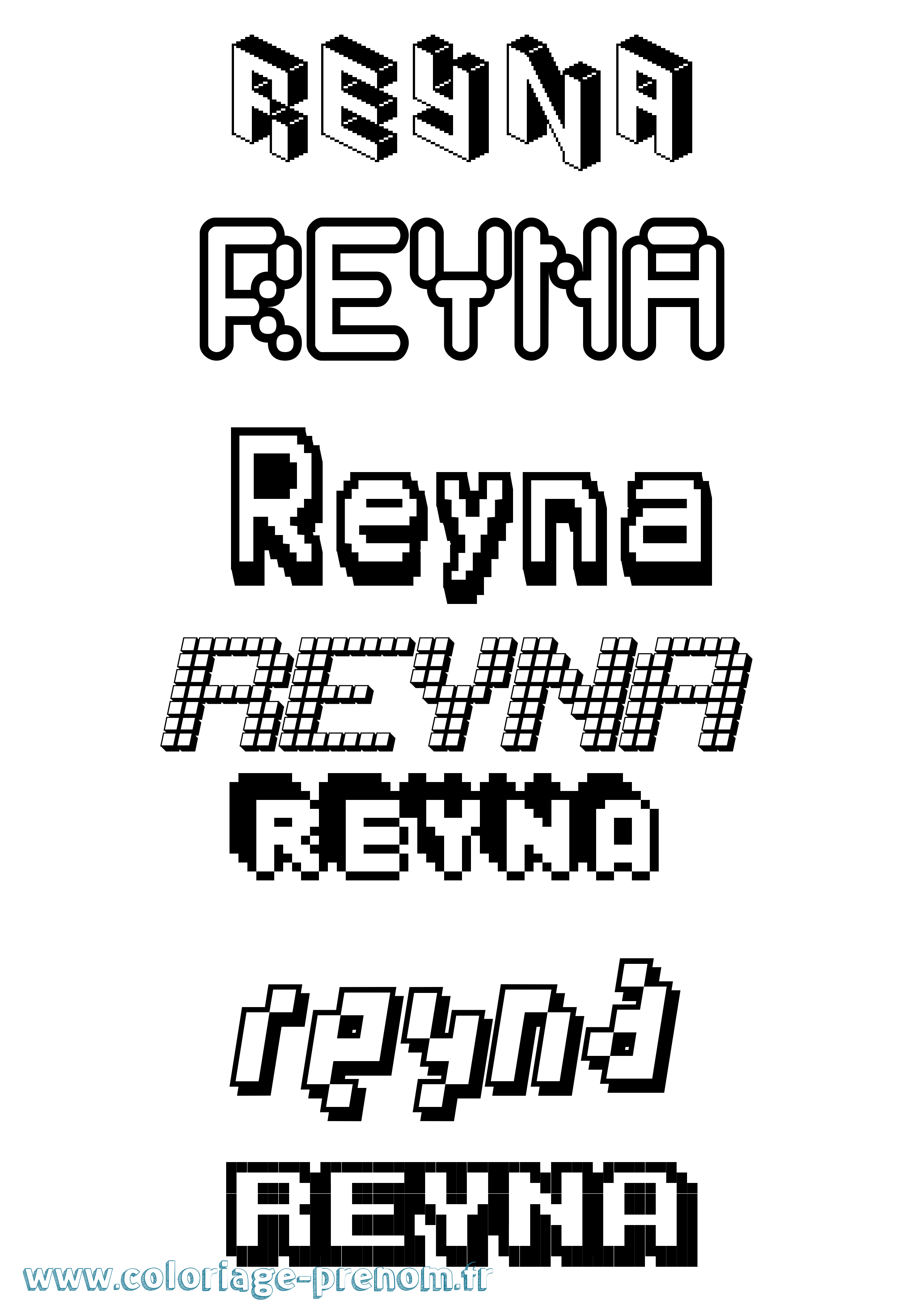Coloriage Reyna Pixel Coloriage prénom Reyna Pixel