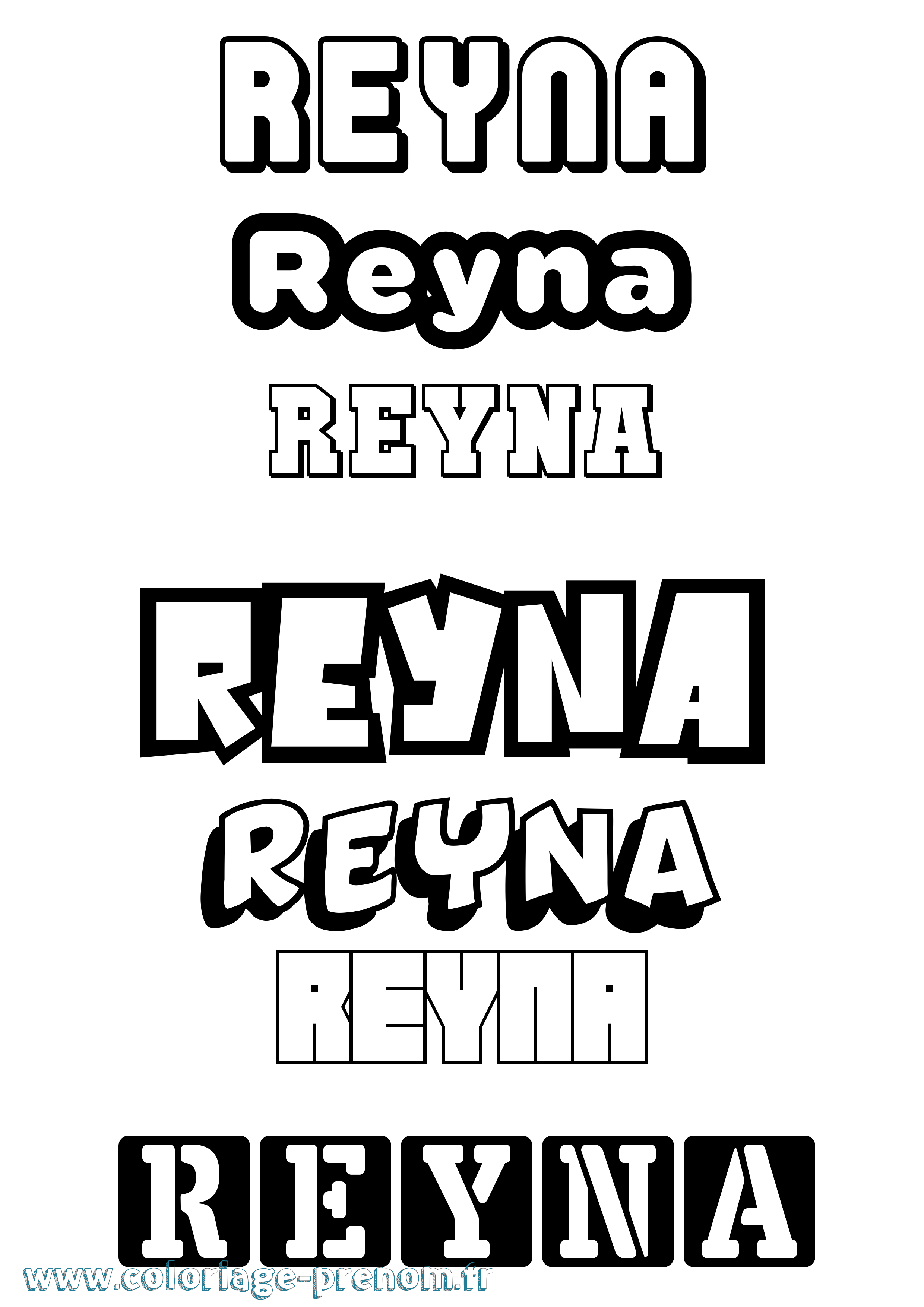 Coloriage Reyna Simple Coloriage prénom Reyna Simple