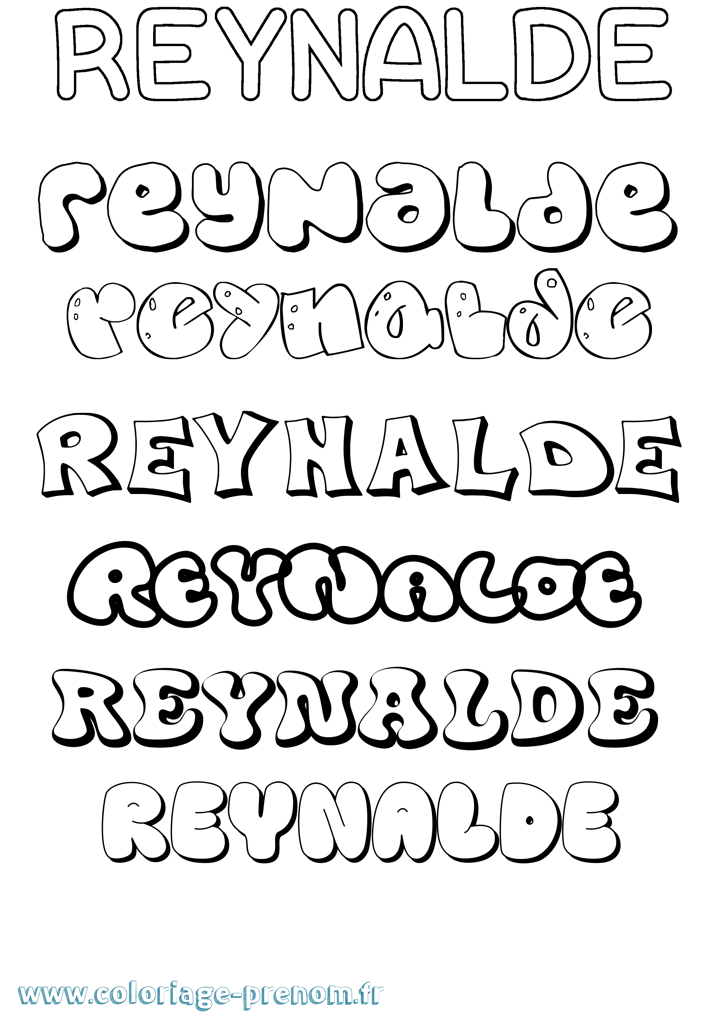 Coloriage Reynalde Bubble Coloriage prénom Reynalde Bubble