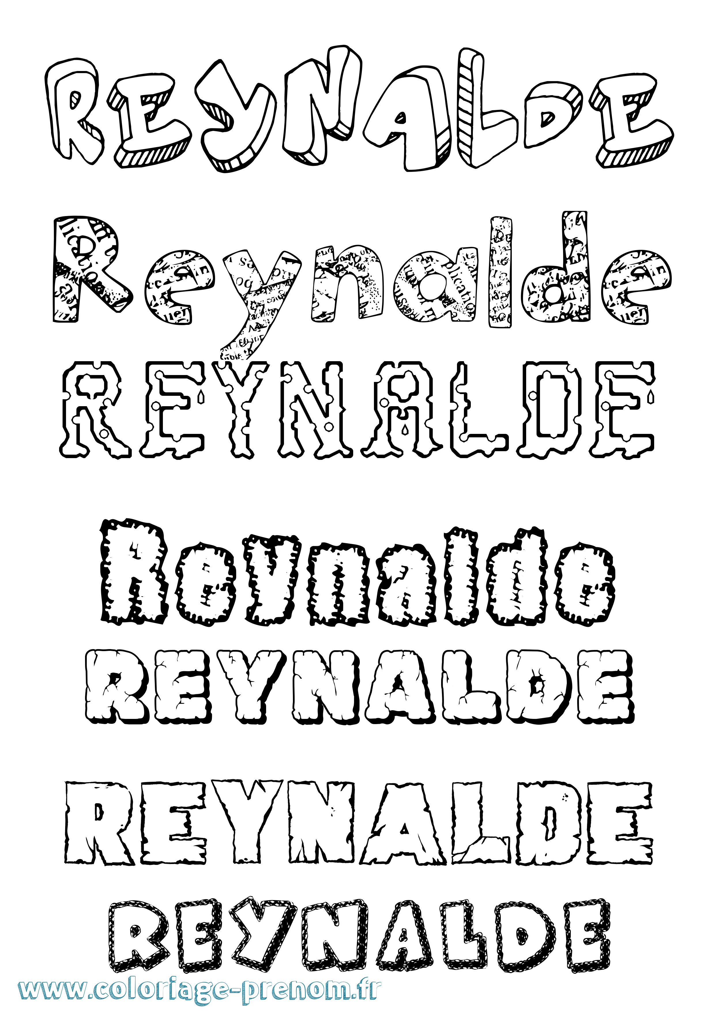 Coloriage Reynalde Destructuré Coloriage prénom Reynalde Destructuré