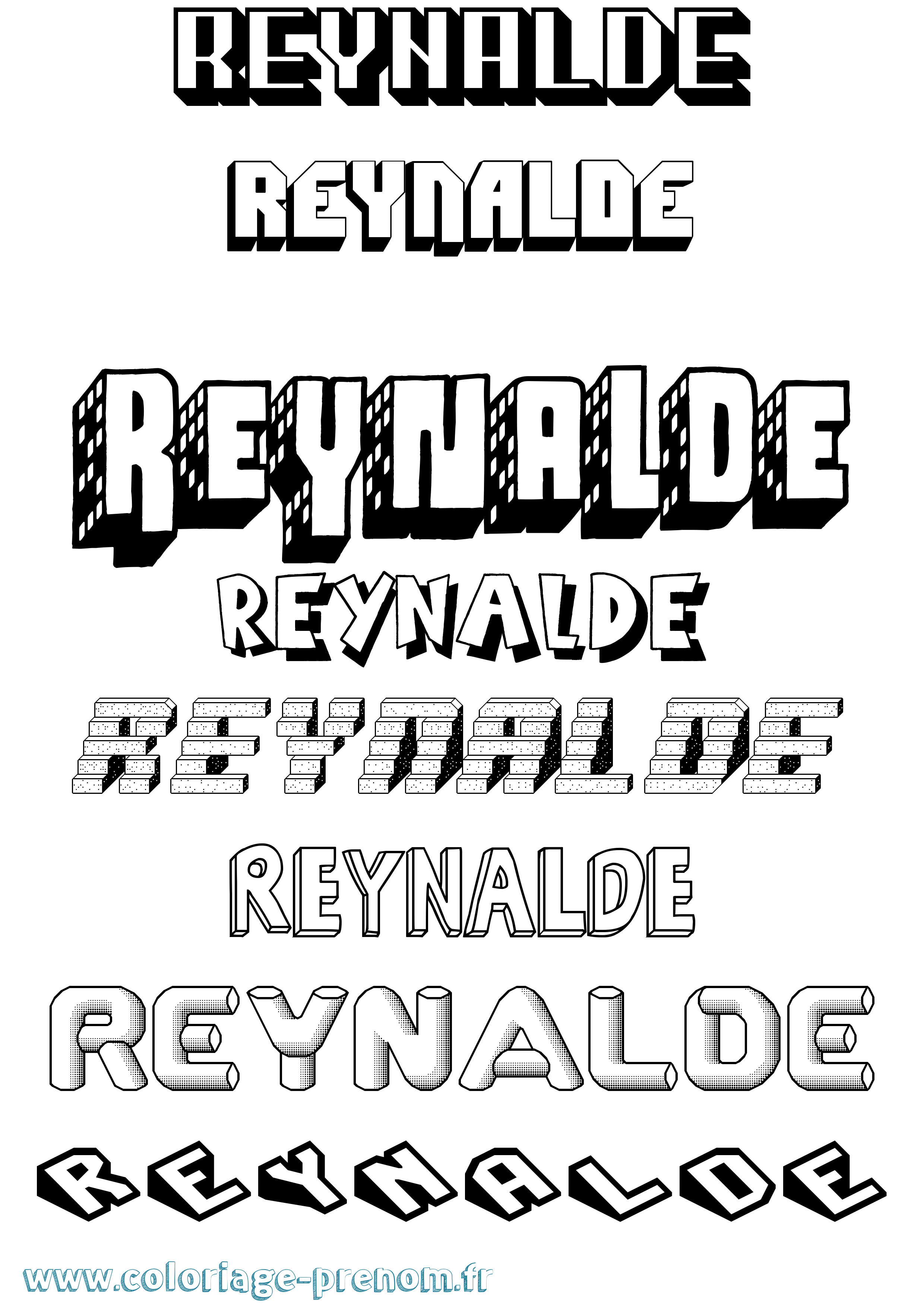 Coloriage Reynalde Effet 3D Coloriage prénom Reynalde Effet 3D
