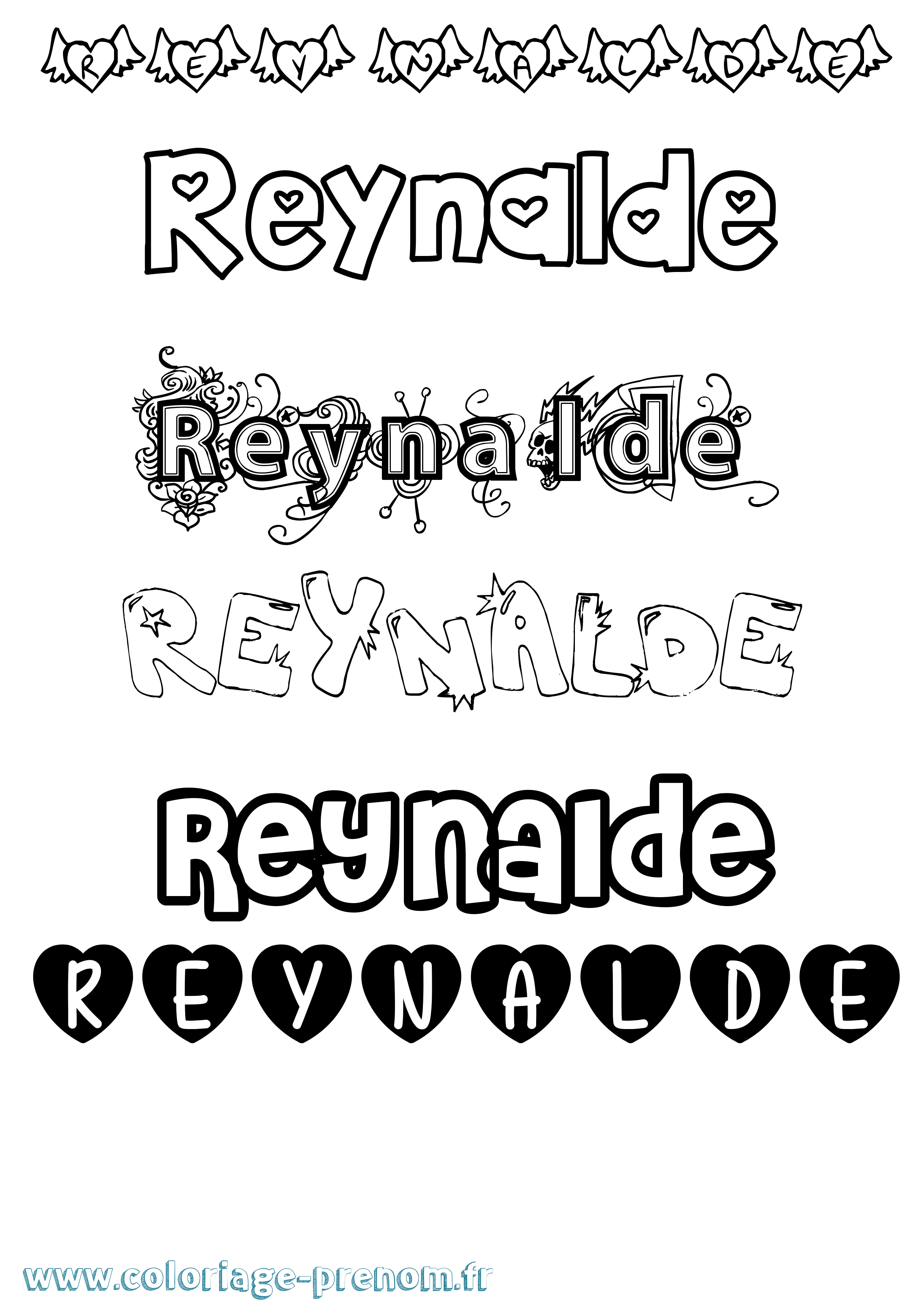 Coloriage Reynalde Girly Coloriage prénom Reynalde Girly