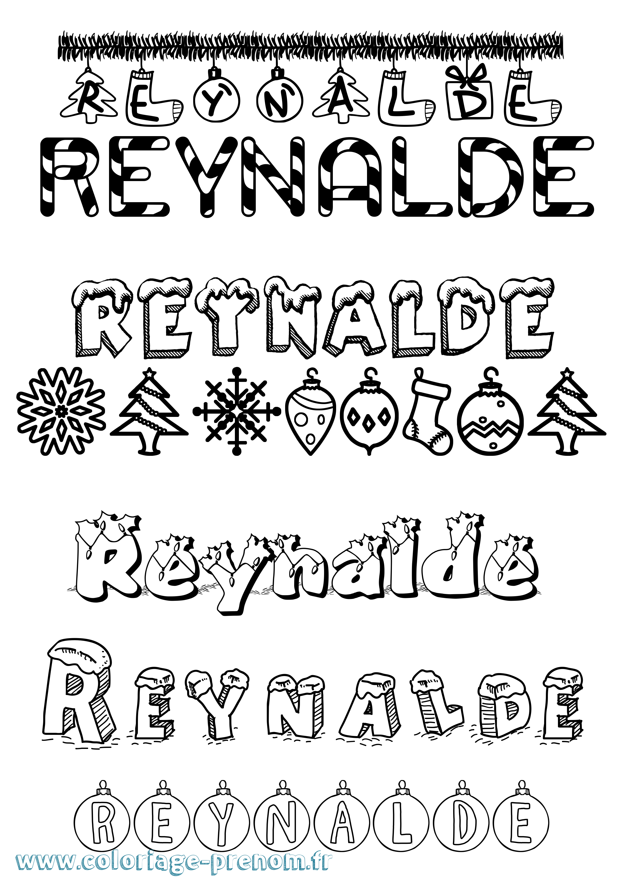 Coloriage Reynalde Noël Coloriage prénom Reynalde Noël