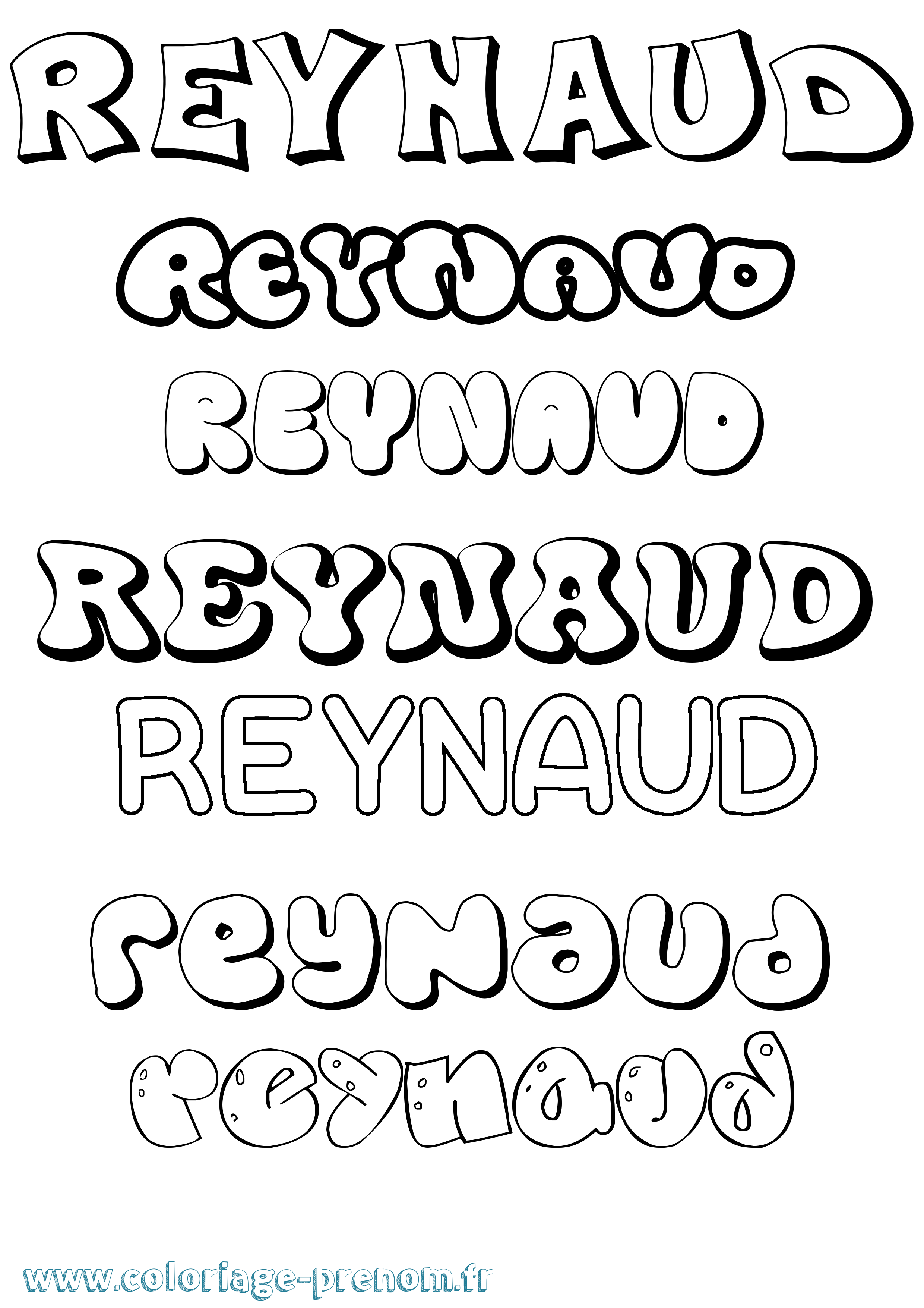 Coloriage Reynaud Bubble Coloriage prénom Reynaud Bubble