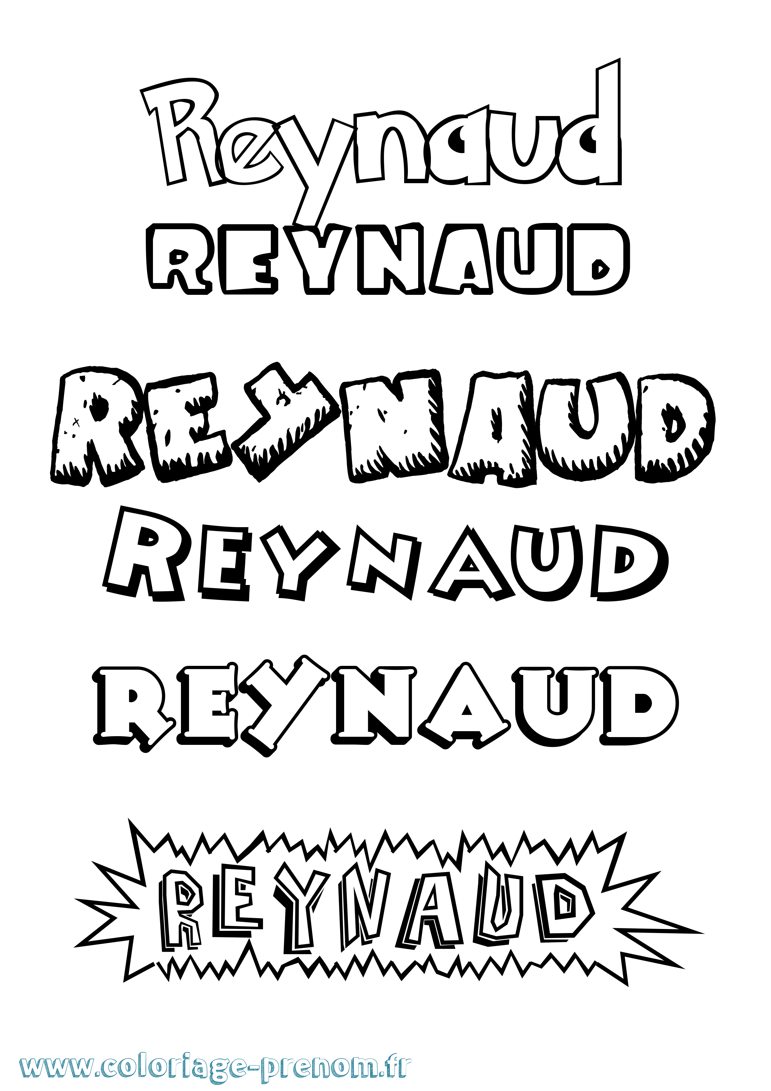 Coloriage Reynaud Dessin Animé Coloriage prénom Reynaud Dessin Animé