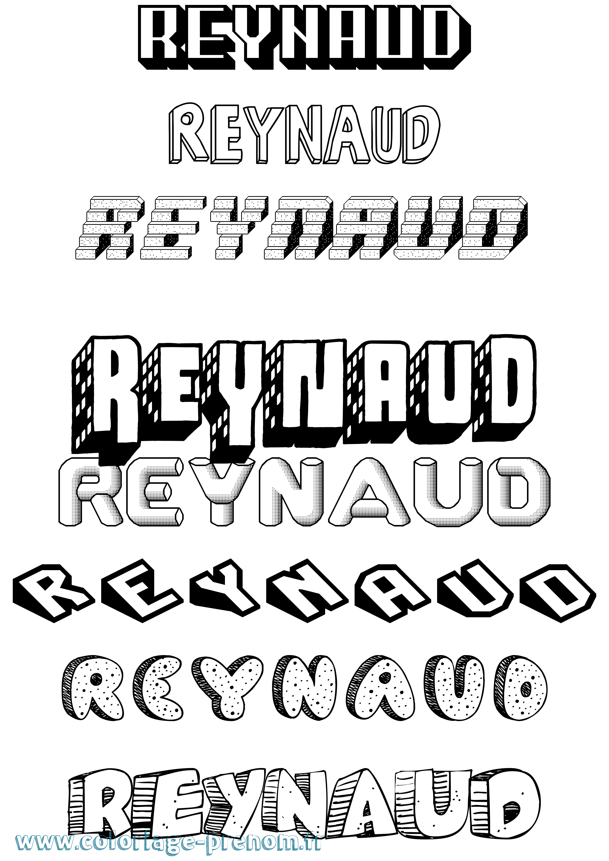 Coloriage Reynaud Effet 3D Coloriage prénom Reynaud Effet 3D