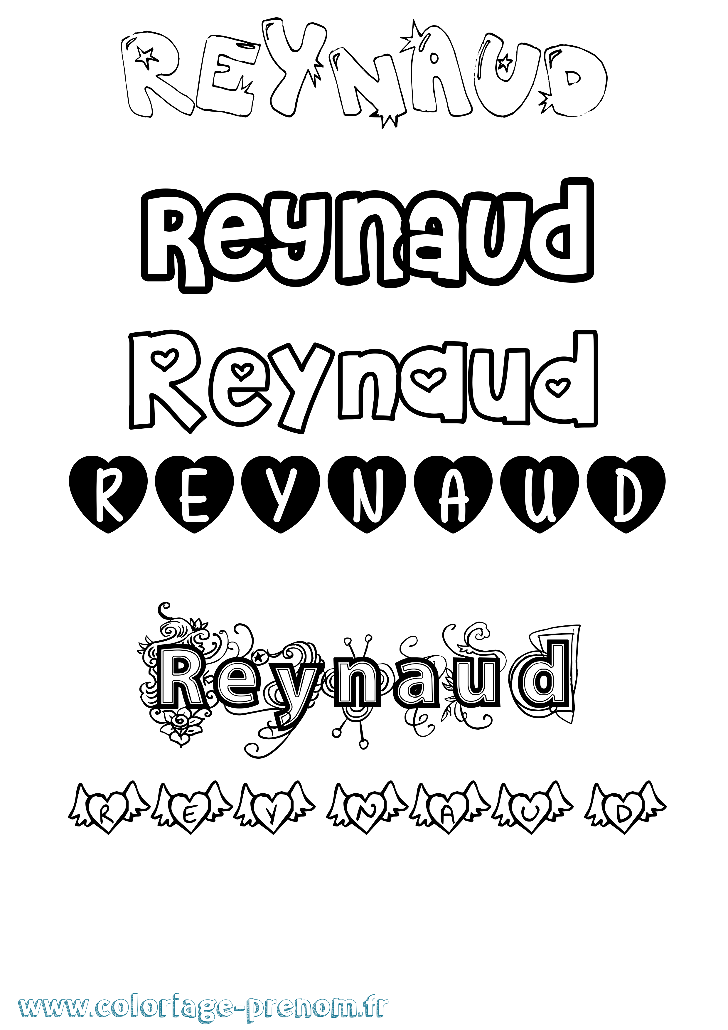 Coloriage Reynaud Girly Coloriage prénom Reynaud Girly