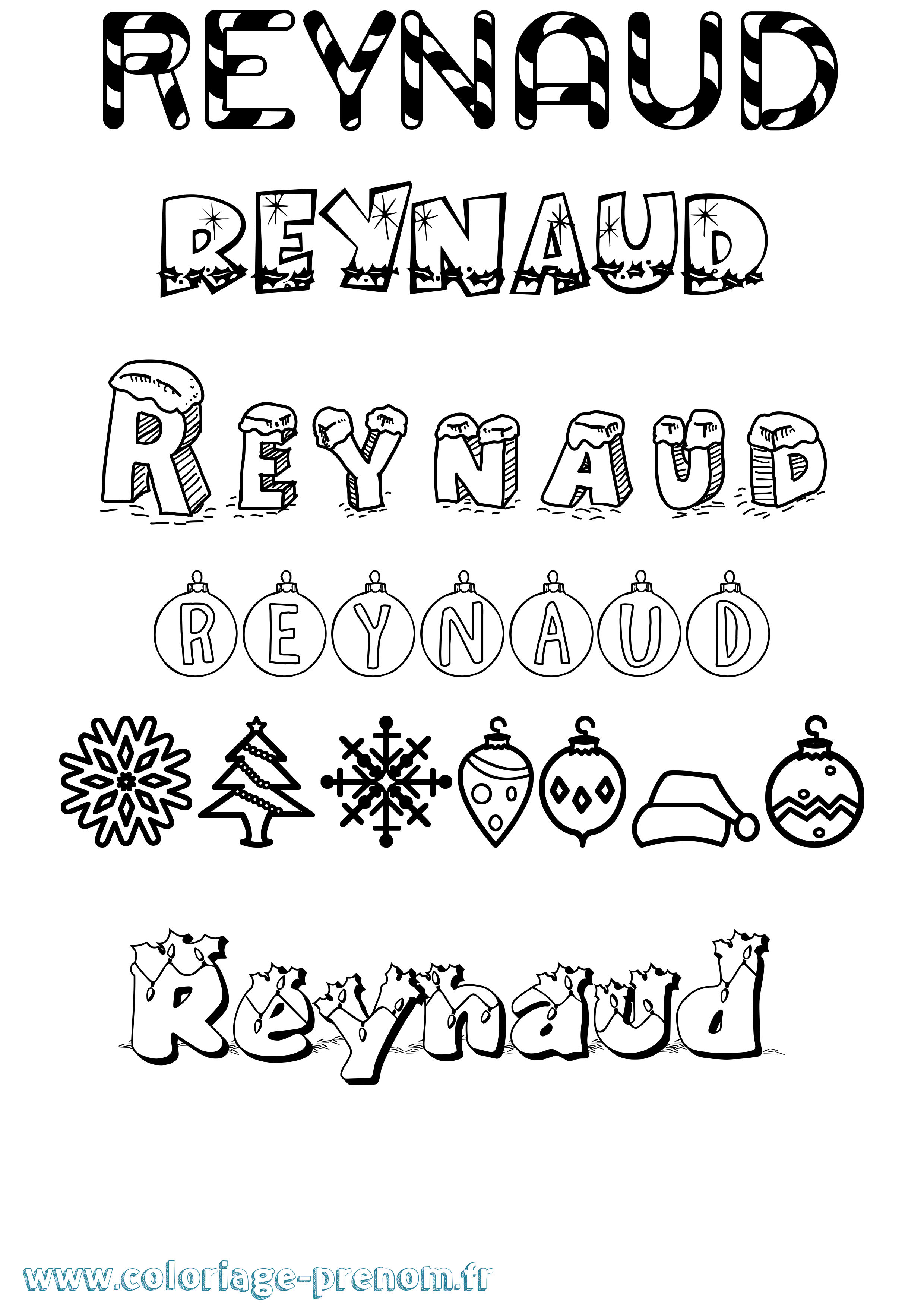 Coloriage Reynaud Noël Coloriage prénom Reynaud Noël